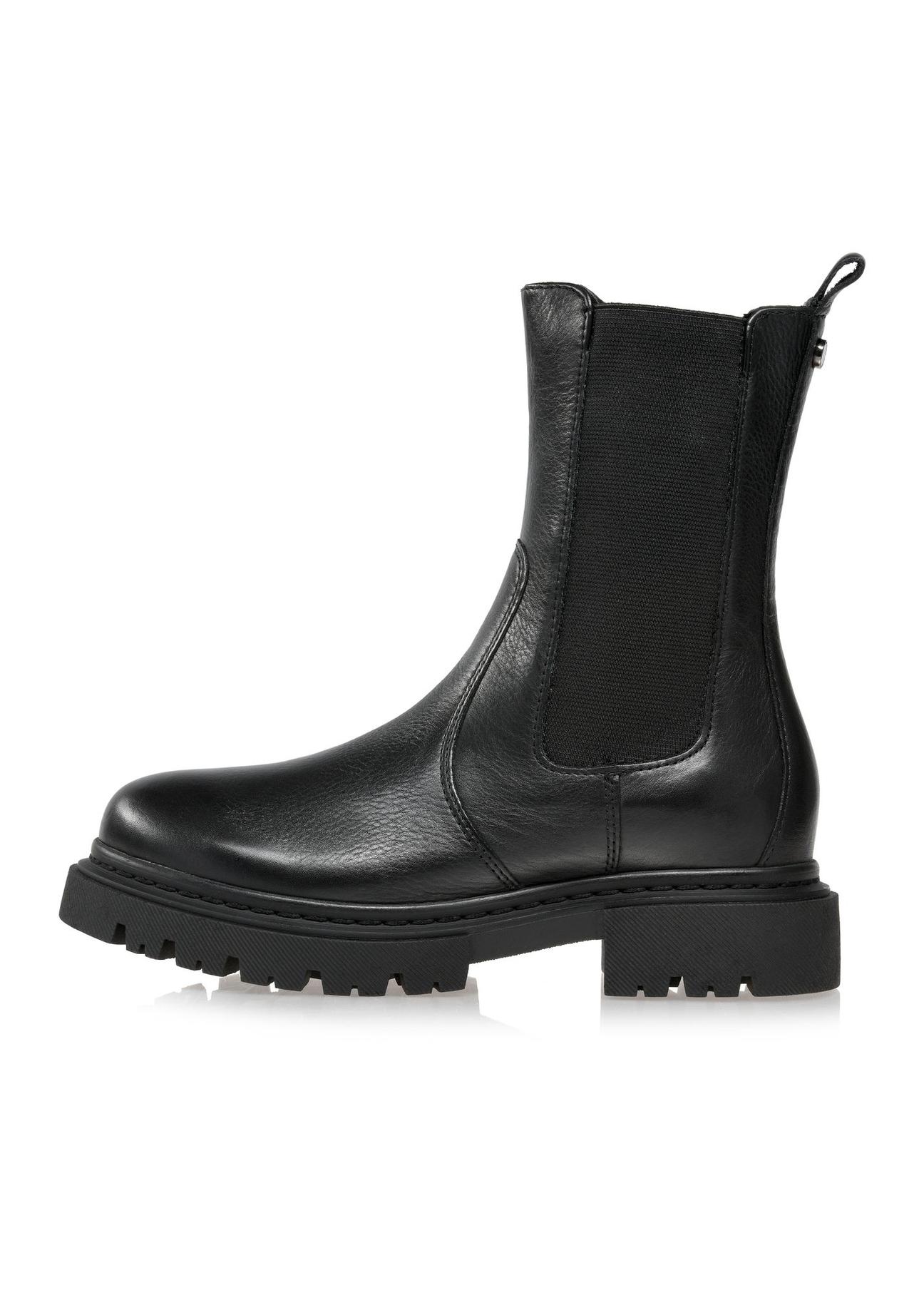 Black leather women's boots BUTYD-1092-99(Z24)-05