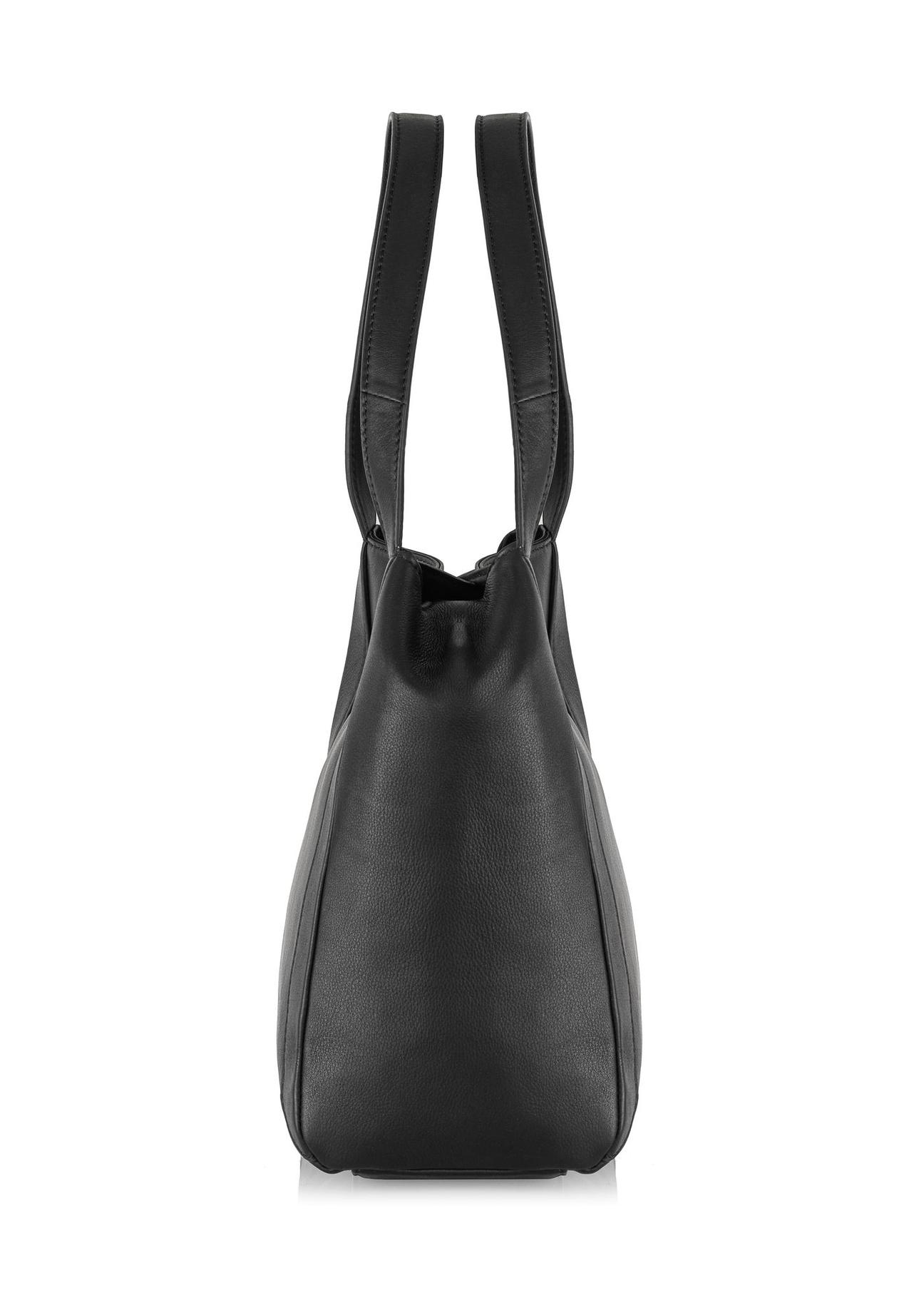 Women's black natural leather handbag TORES-0938-99(Z23)-03