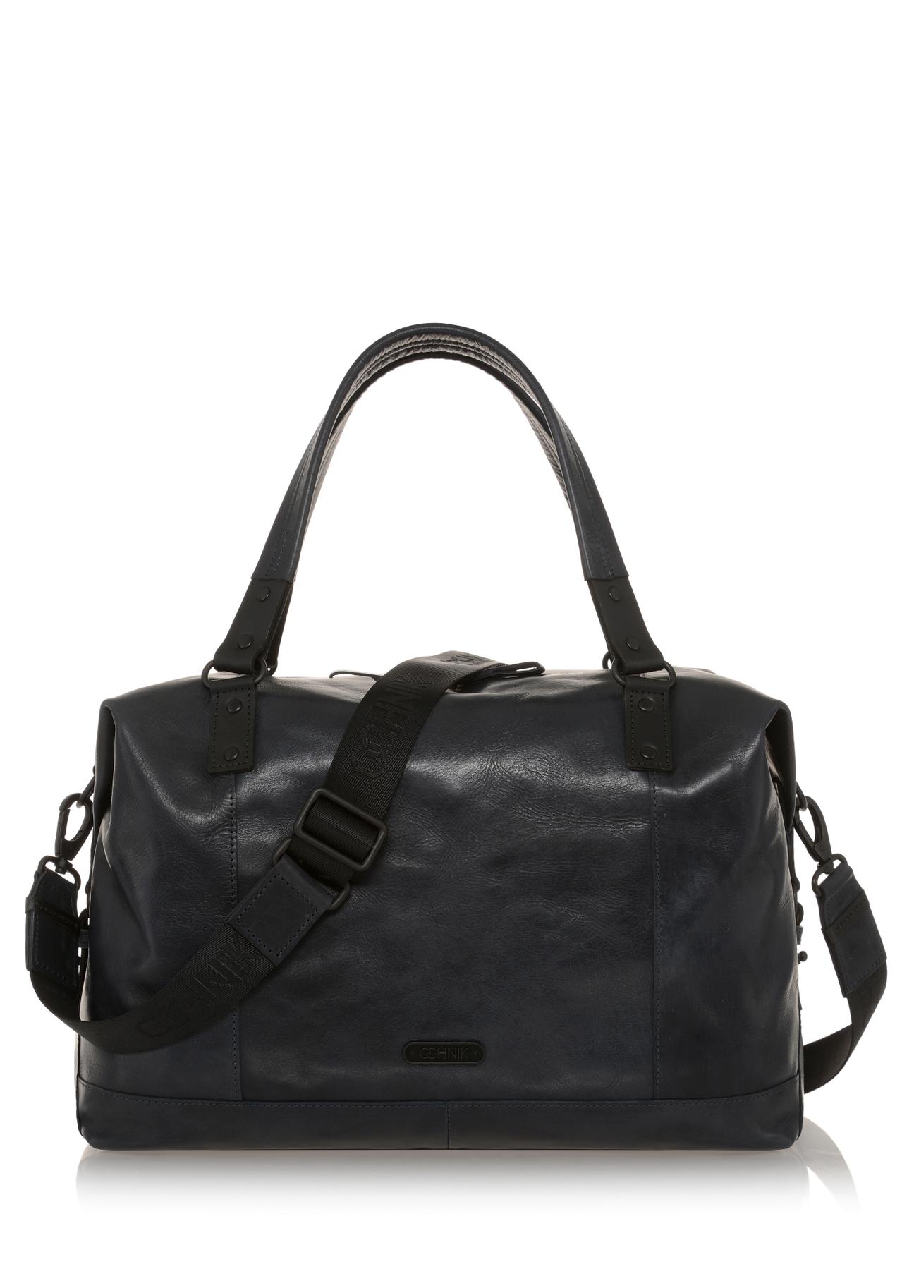 Men's navy blue leather bag TORMS-0103-69(W23)-01