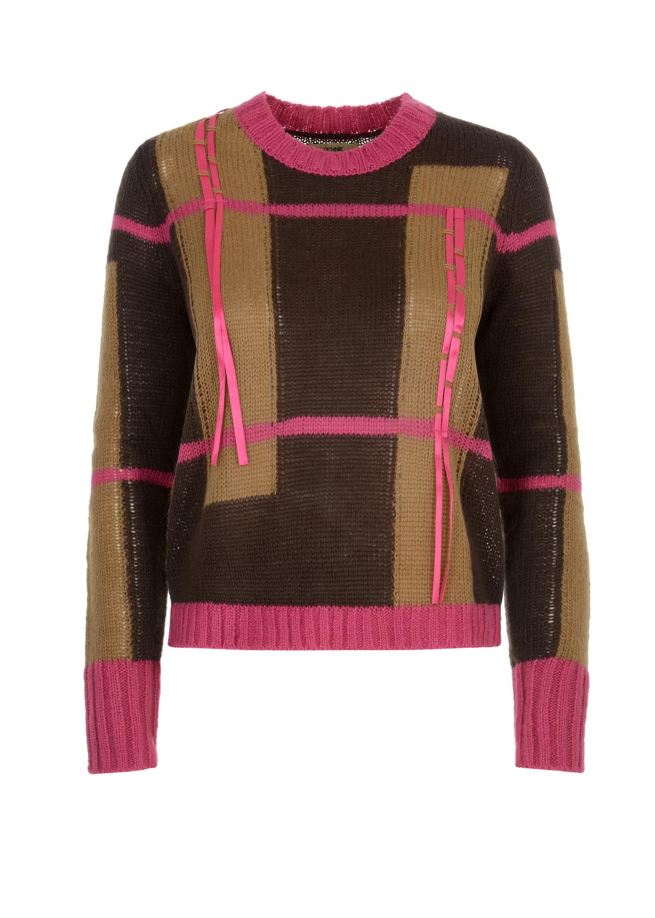 Women's sweater with decorative ribbons SWEDT-0141-89(Z22)-04