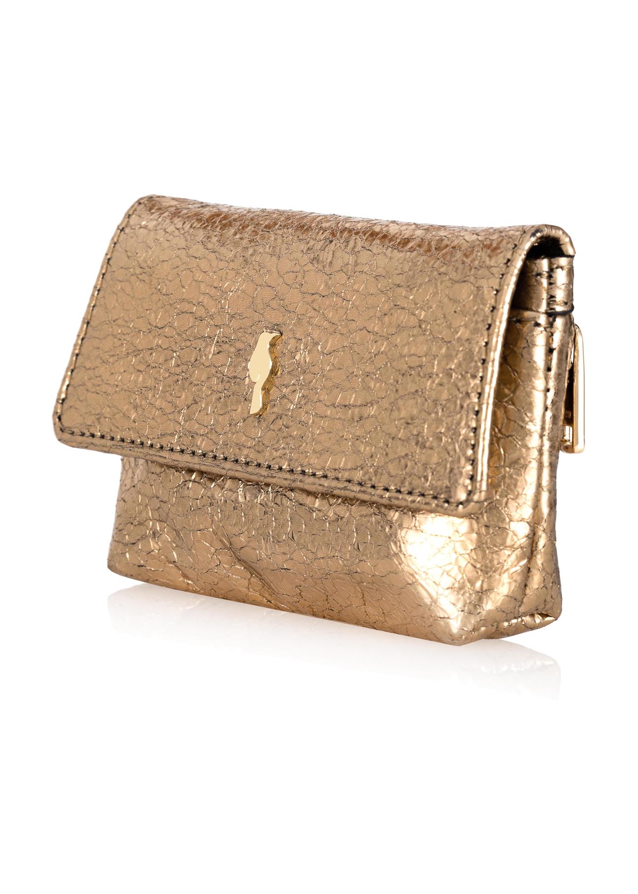 Small gold leather wallet with chain PORES-0877-28(Z23)-02