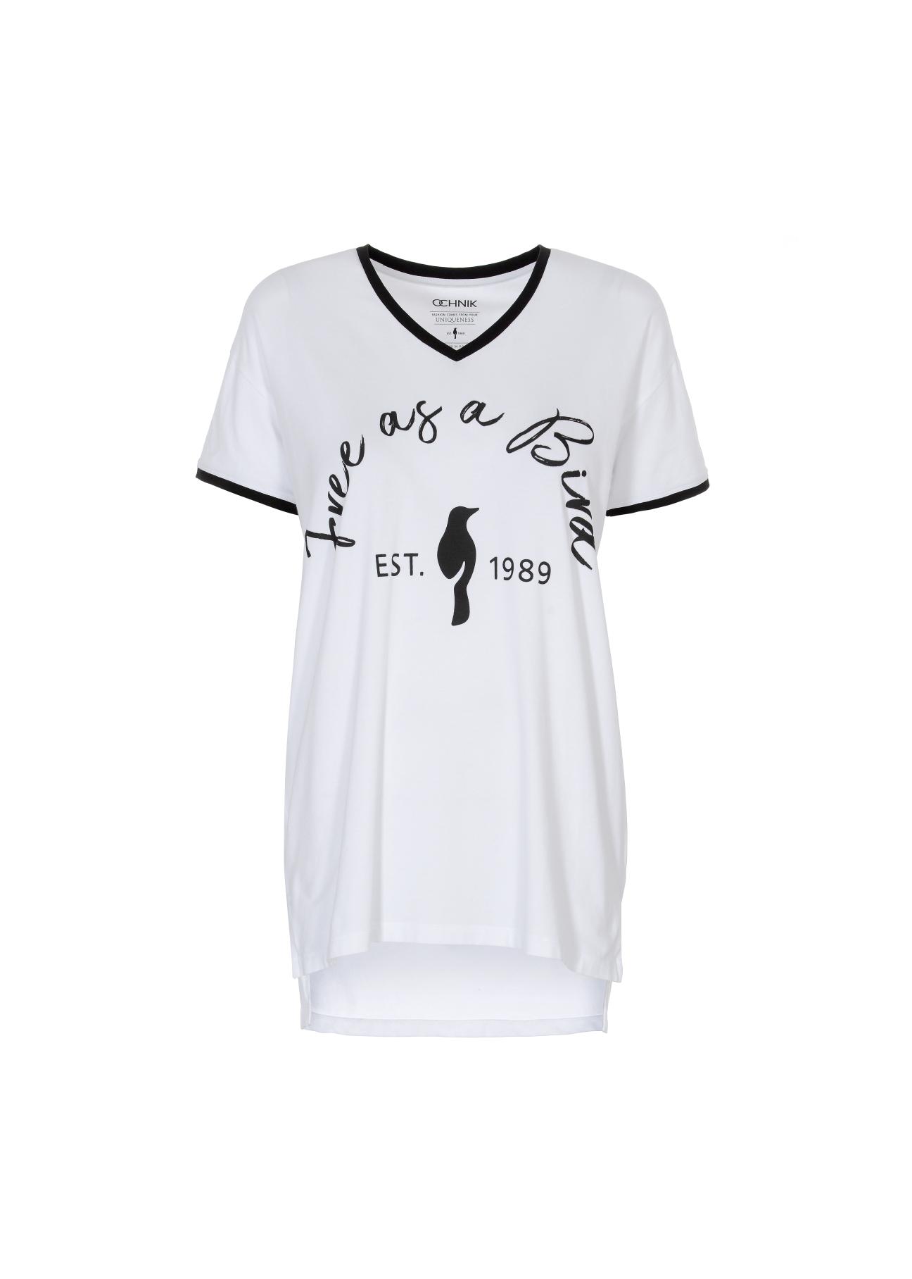 White Women's V-neck T-shirt TSHDT-0065-11(W21)-02