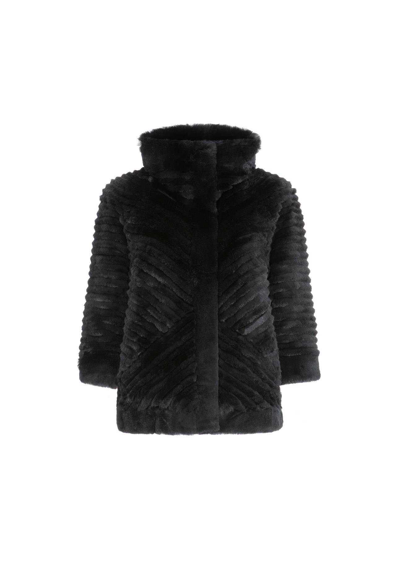 Women's short fur coat with stand-up collar FUTDF-0082-5501(Z21)-03