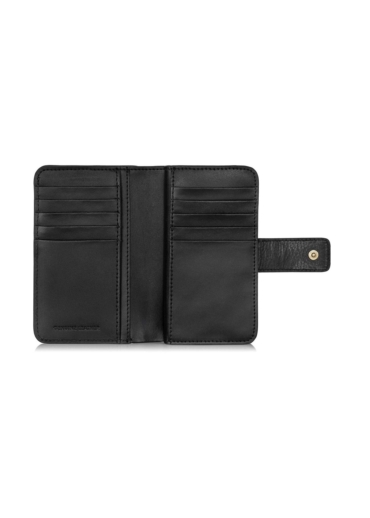 Black leather women's wallet with embossing PORES-0886-99(Z23)-05