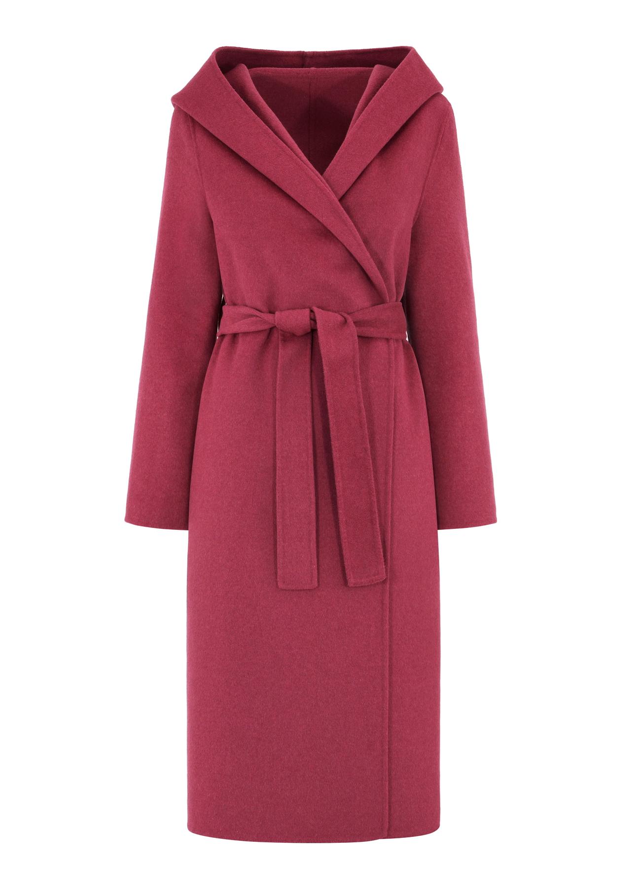 Women's long raspberry oversize coat PLADT-0052-32(W24)-04