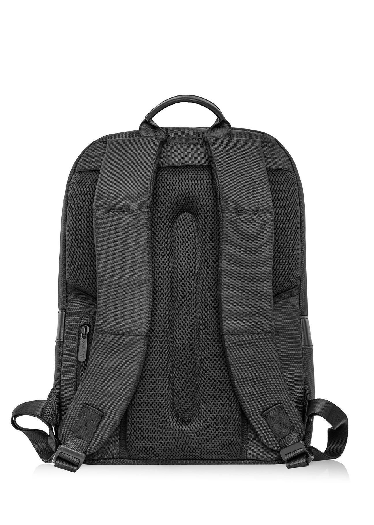 Black two-compartment men's backpack with logo PLCMN-0001C-99(Z24)-04