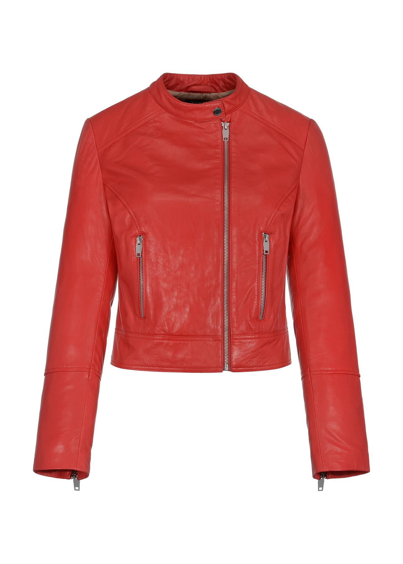 Red leather jacket for women KURDS-0305-1291(W23)-05