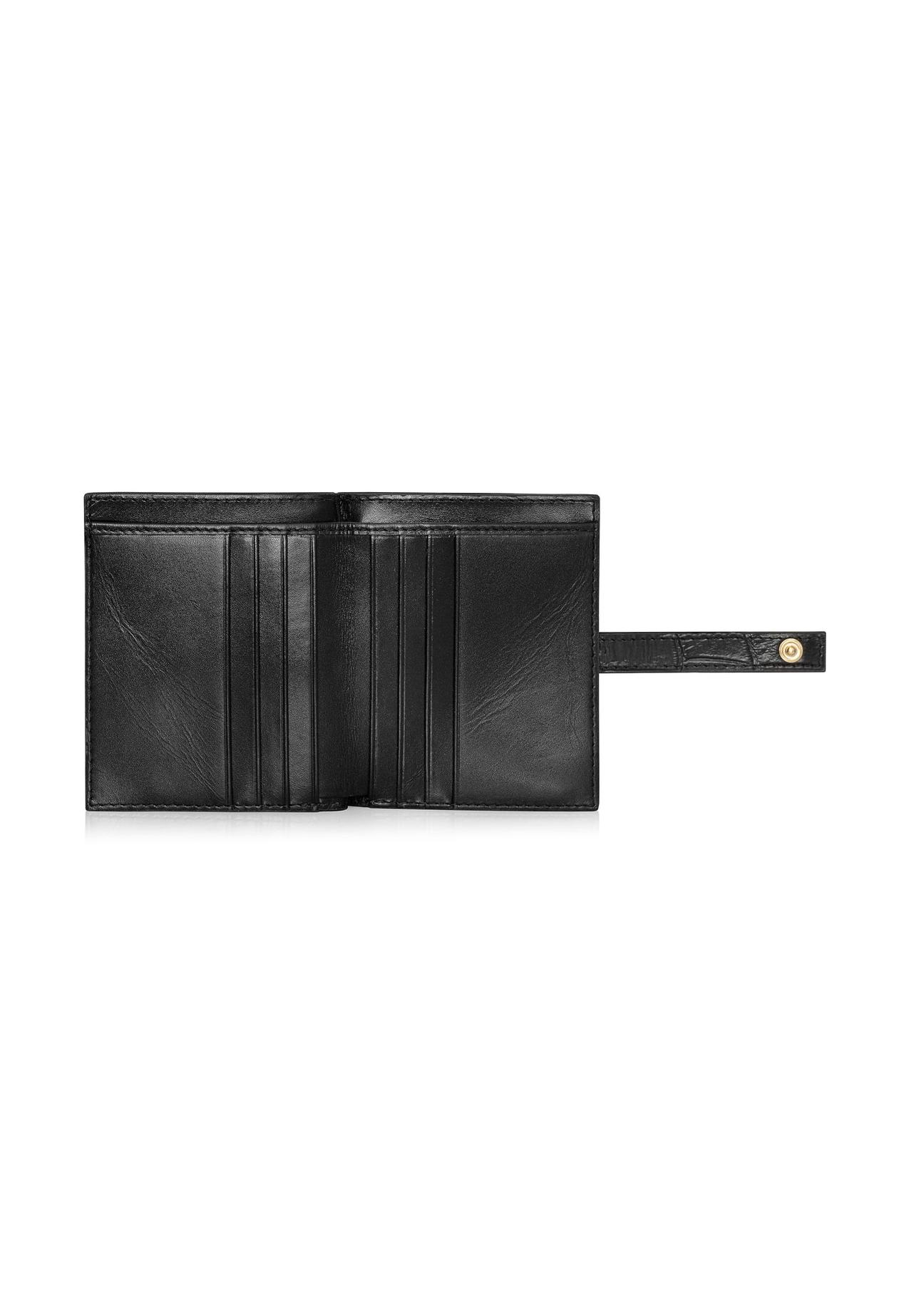 Black leather small wallet with croco motif PORES-0920-99(Z24)-05