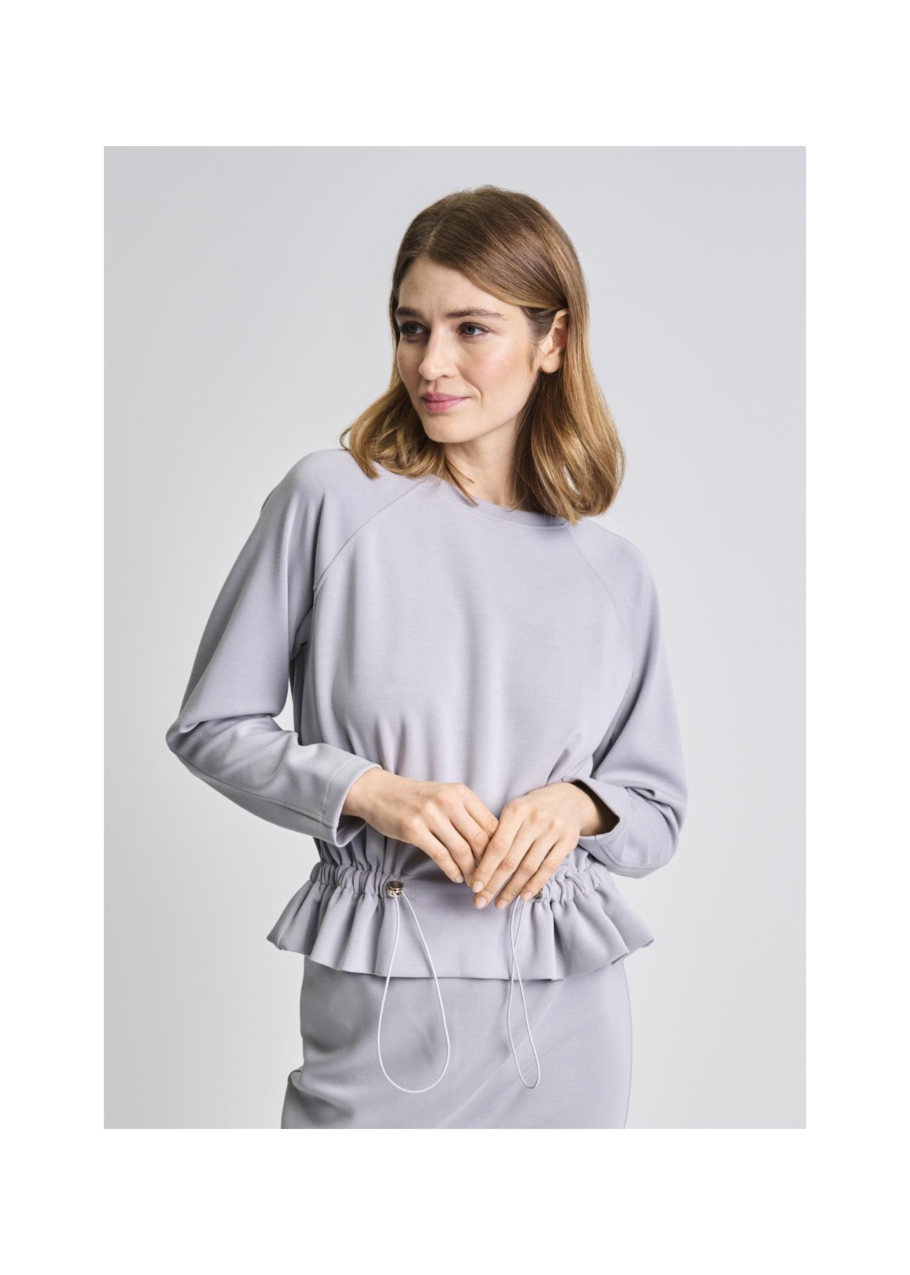 Gray women's ribbed sweatshirt BLZDT-0071-91(W22)-01