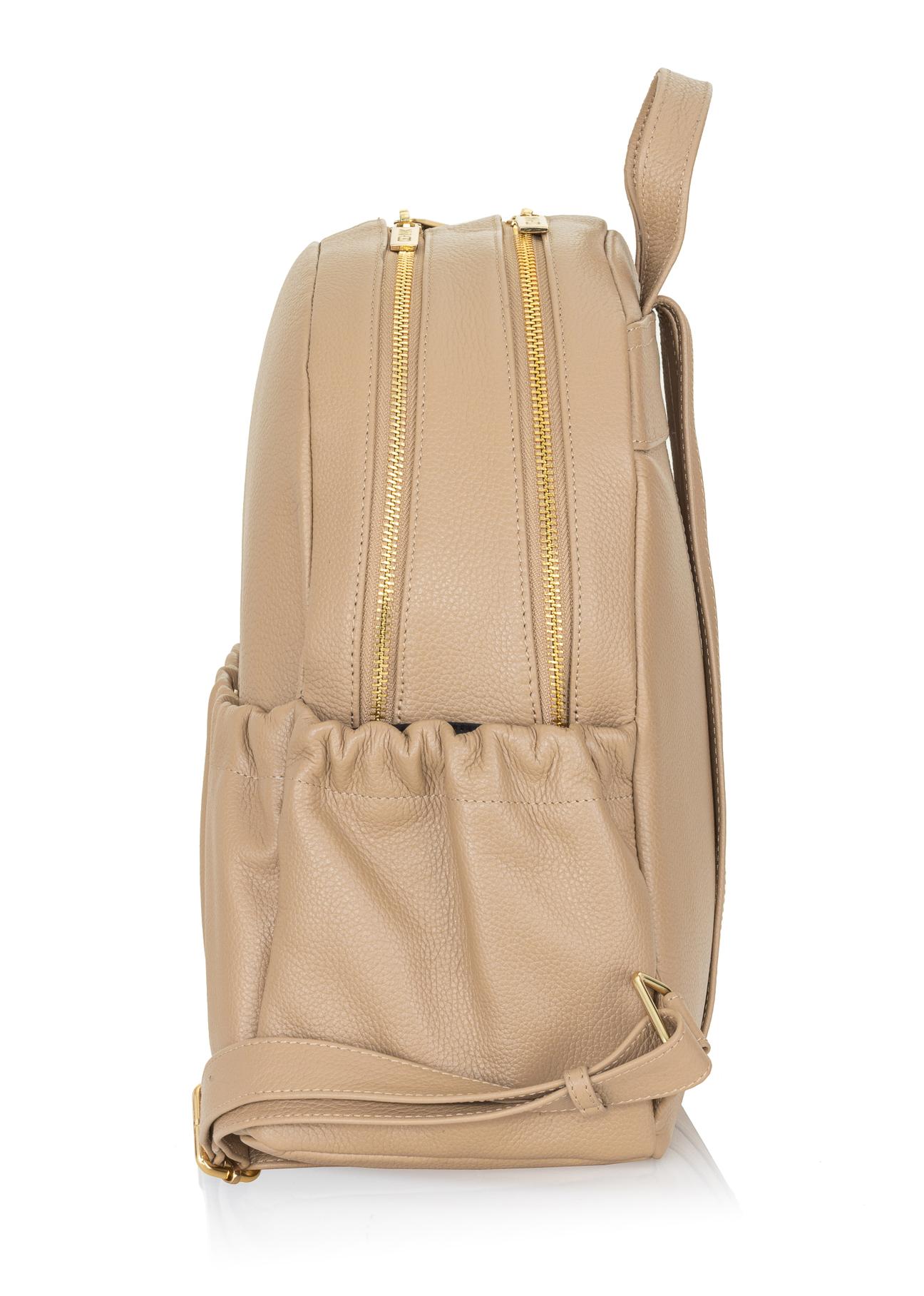 Beige leather women's backpack TORES-0914-81(W23)-02