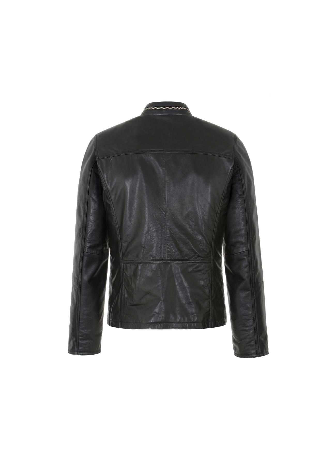 Men's leather jacket with stand-up collar KURMS-0261-5491(KS)-04