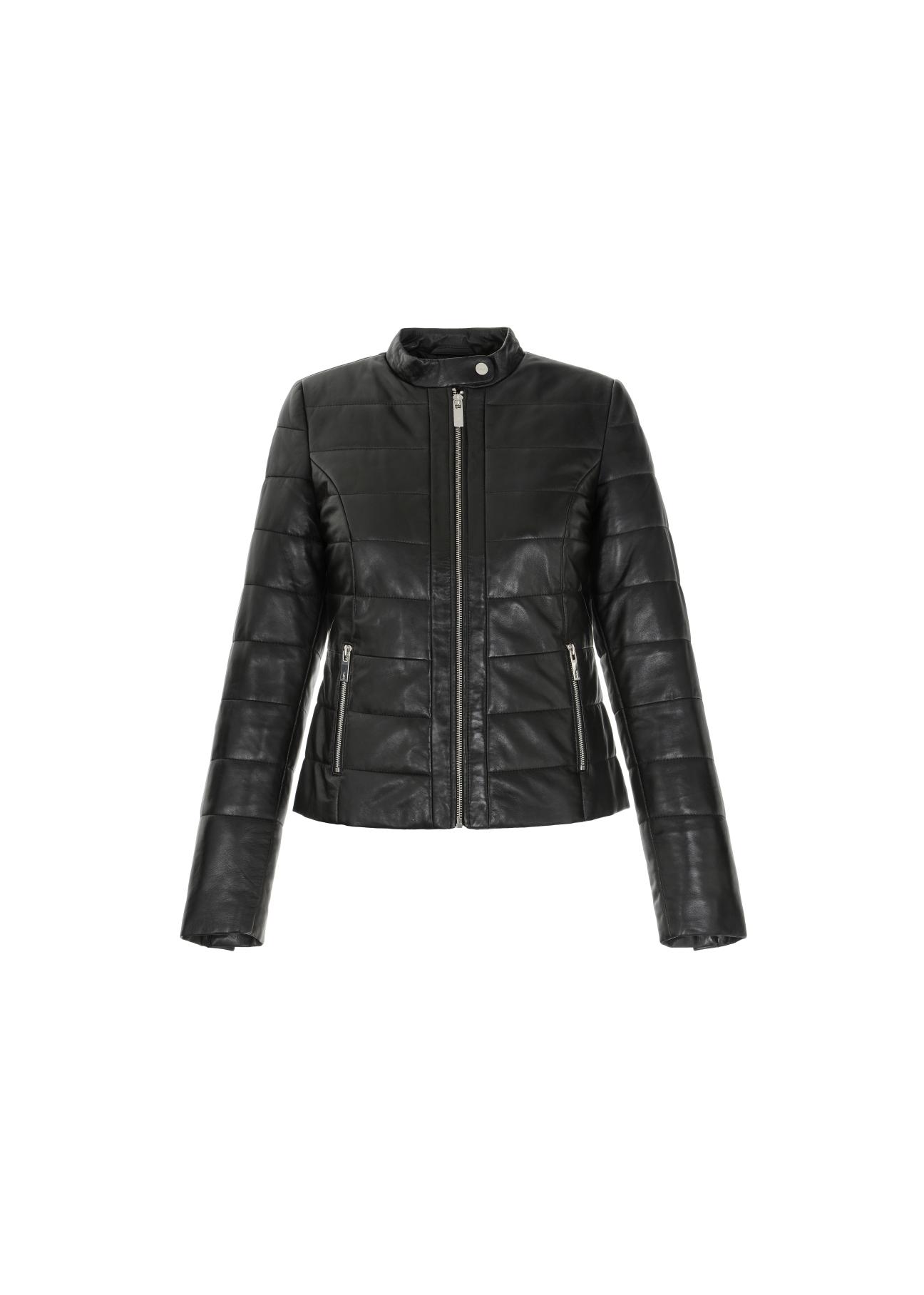 Women's leather jacket in black color KURDS-0311-5339(Z21)-03