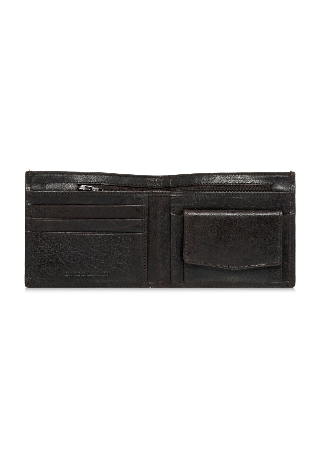 Brown unbuttoned leather men's wallet PORMS-0555-89(W24)-03