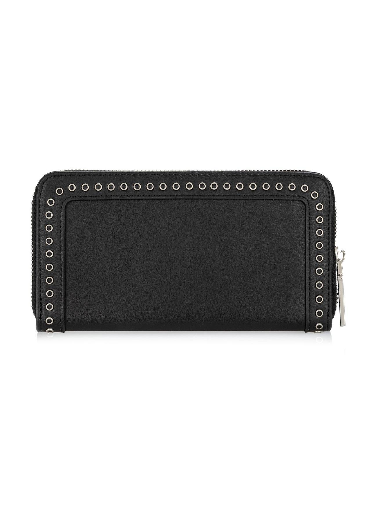 Black large women's wallet with rivets POREC-0383-99(W24)-04