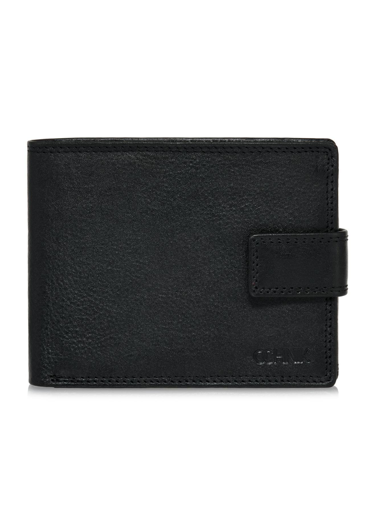 Men's black leather clasp wallet PORMS-0606-99(W24)-01