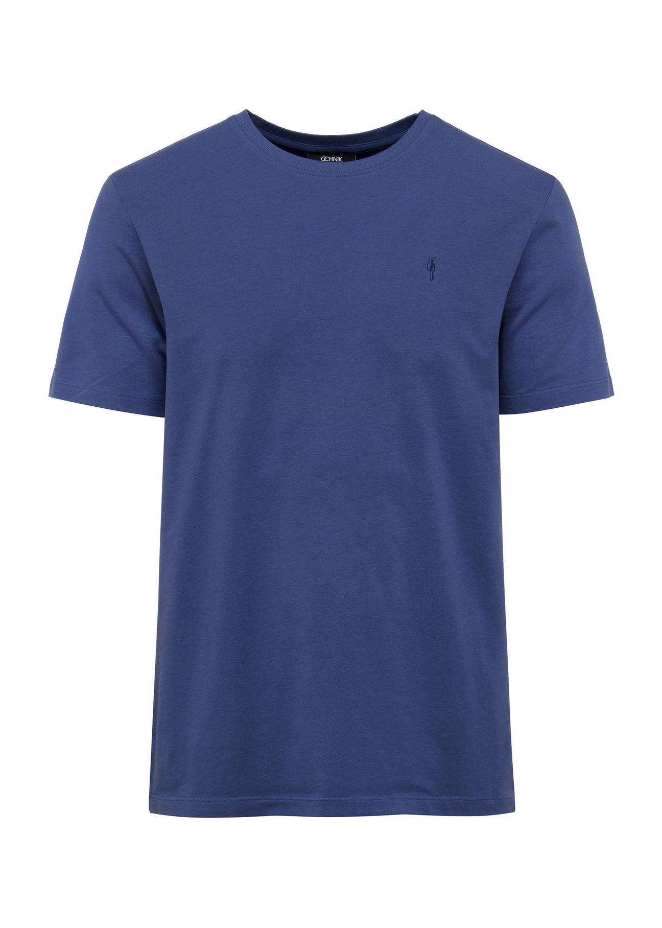 Blue cotton men's T-shirt TSHMT-0120-61(W25)