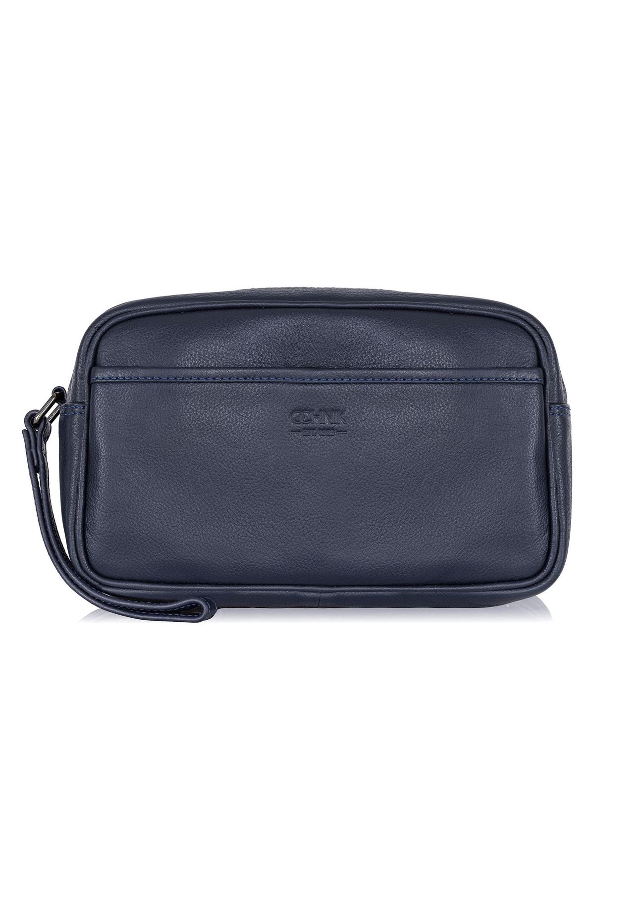 Men's navy blue leather cosmetic bag TORMS-0182A-69(W24)-01