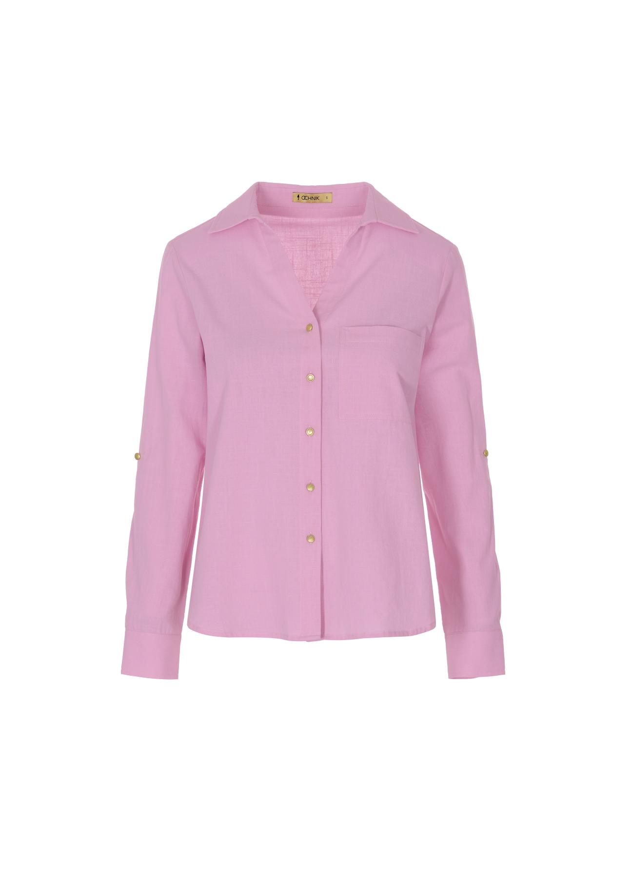 Pink cotton shirt for women KOSDT-0092-34(W22)-02