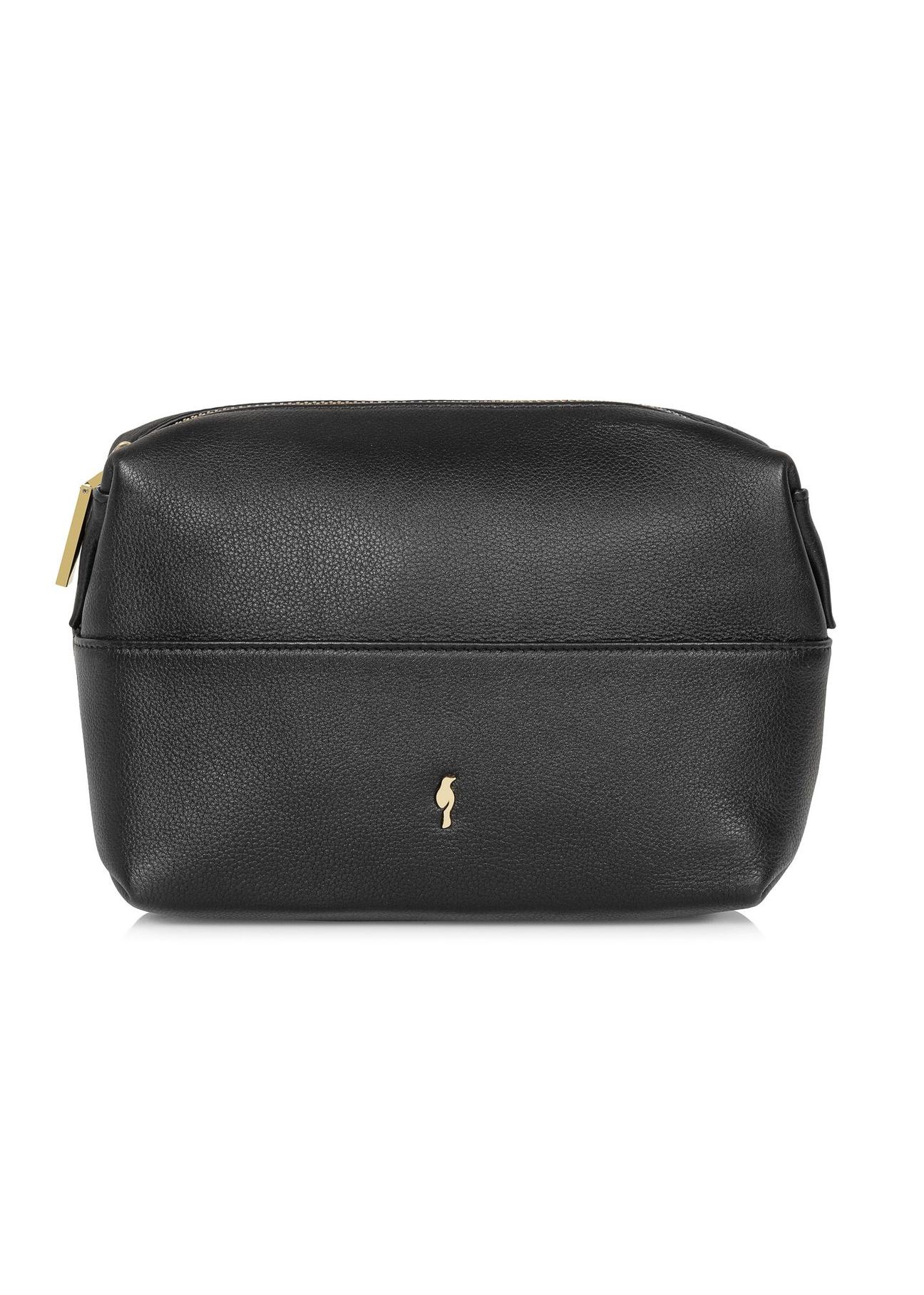 Women's black leather cosmetic bag TORES-0976-99(W24)-01