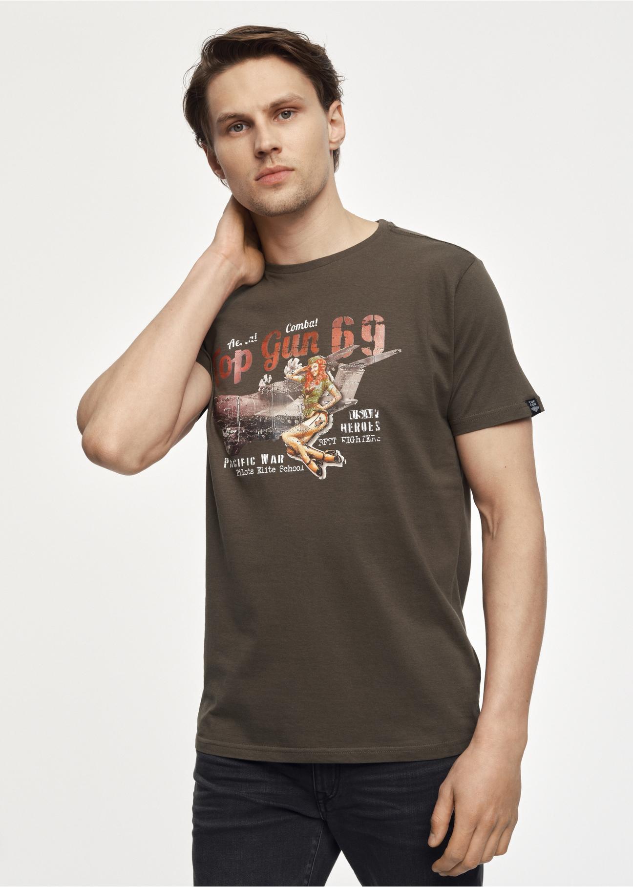 Top Gun men's olive T-shirt TSHMT-0092-57(W23)-01