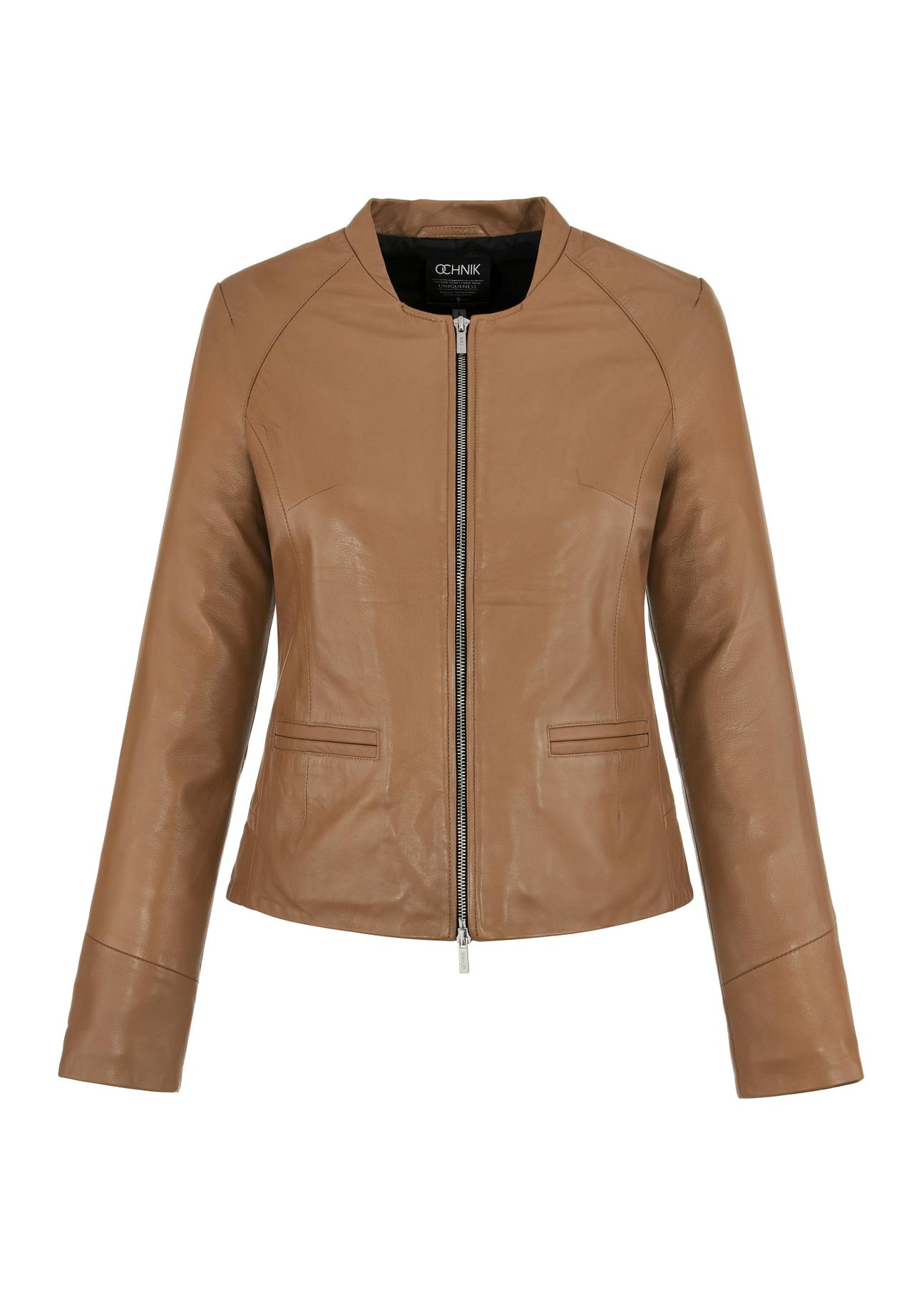 Women's cocoa leather jacket KURDS-0485-1353(W24)-05