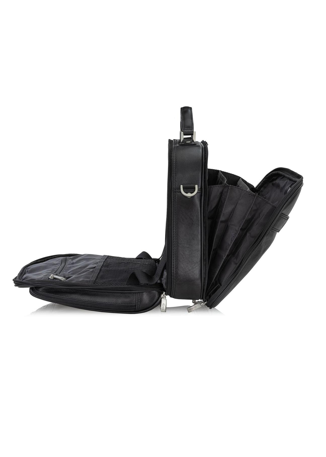 Black leather business travel bag TB-214A-99(KS)-05