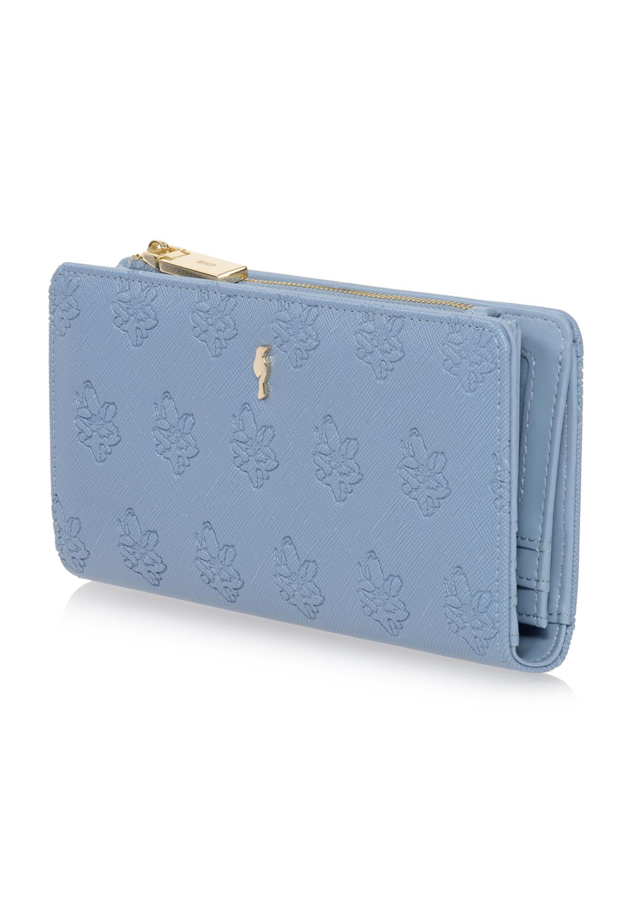 Large blue ladies wallet with embossing POREC-0320-61(W23)-03