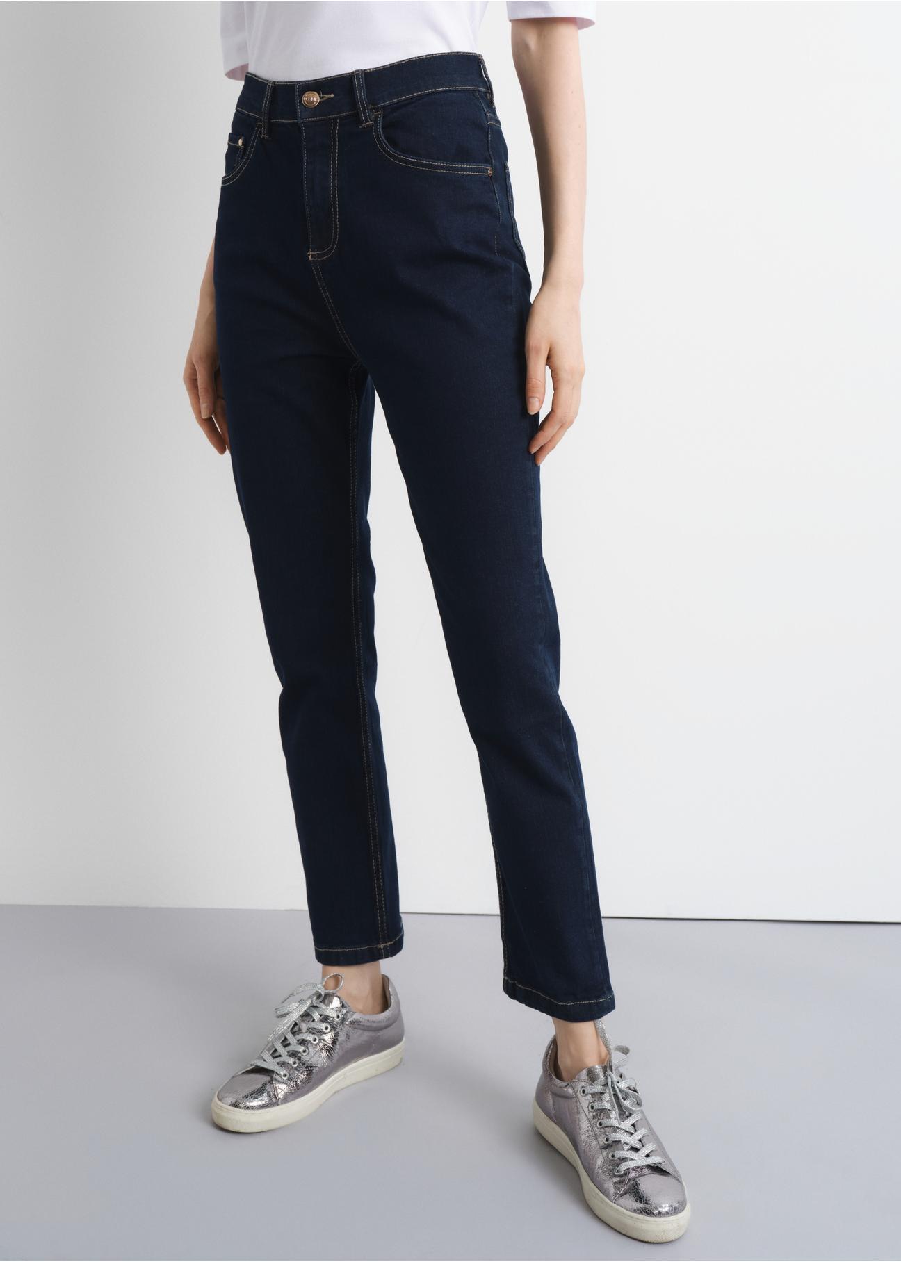 Navy blue women's pants JEADT-0008-69(W23)-01