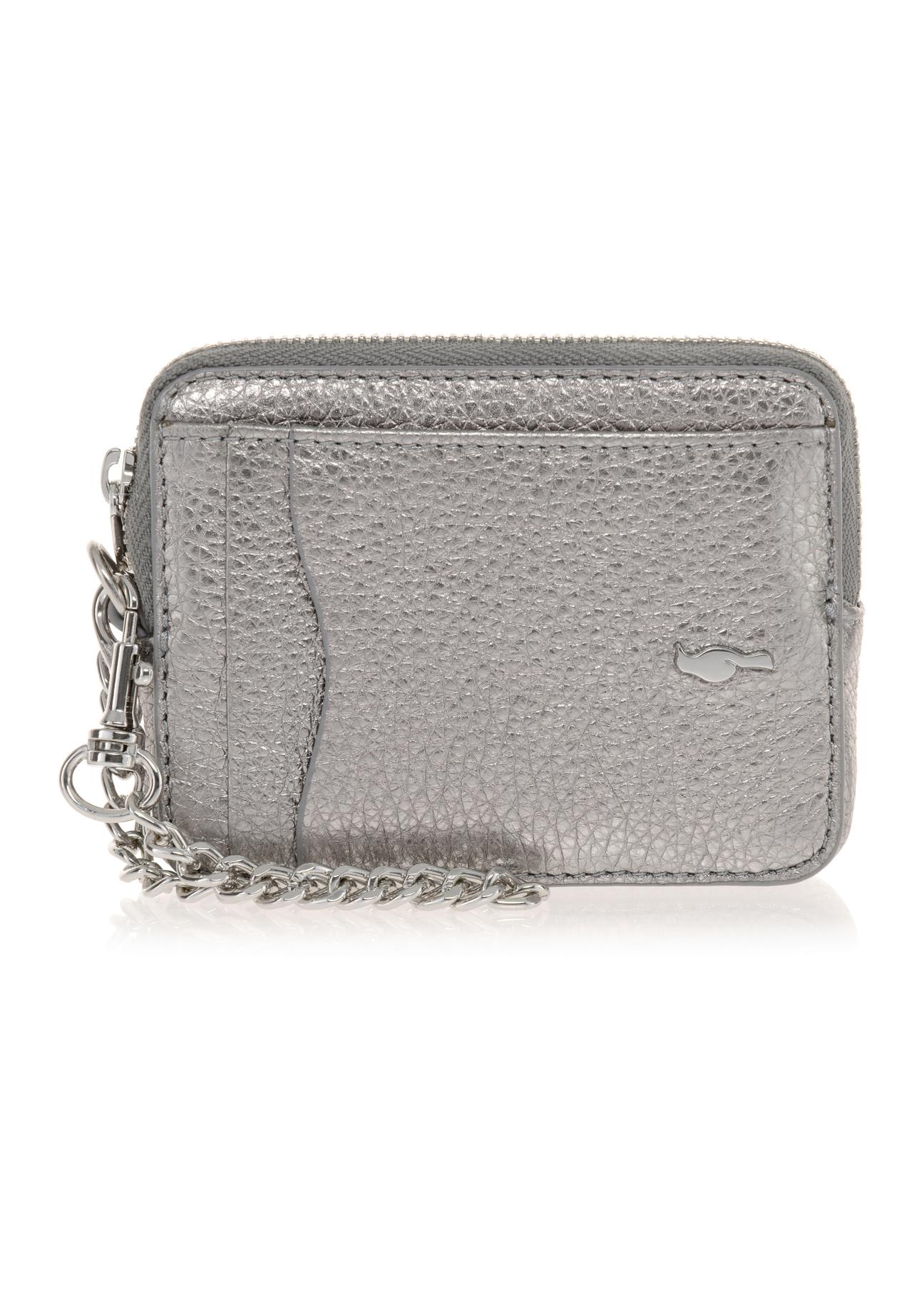 Small silver leather wallet with chain PORES-0873-92(Z23)-01