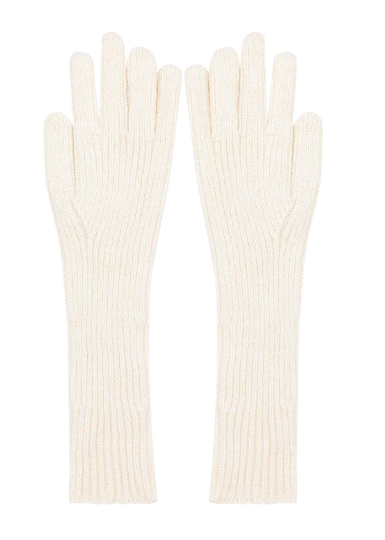 Long cream women's gloves REKDT-0030-80(Z24)-02