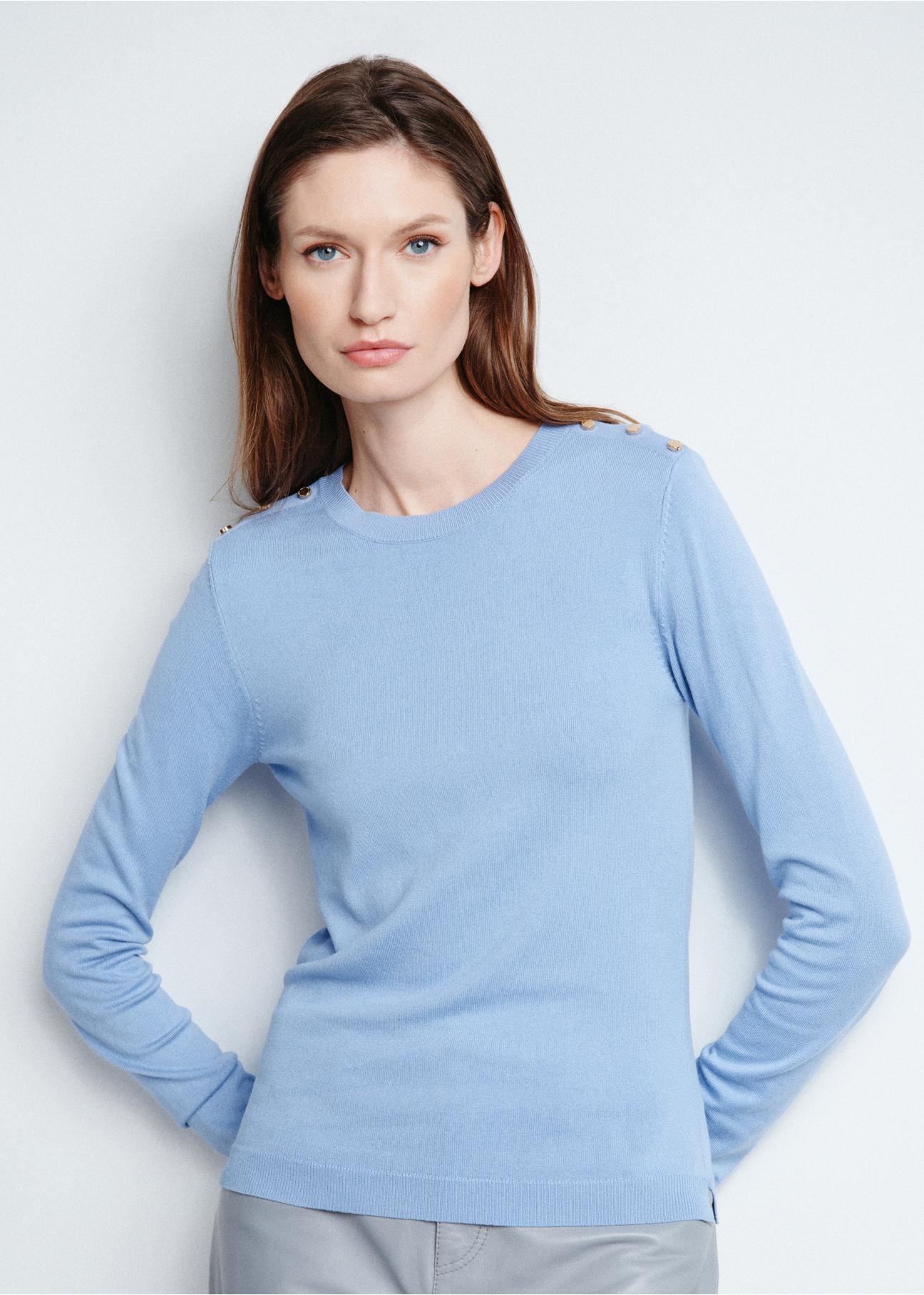 Blue women's basic longsleeve LSLDT-0039-61(W24)-02