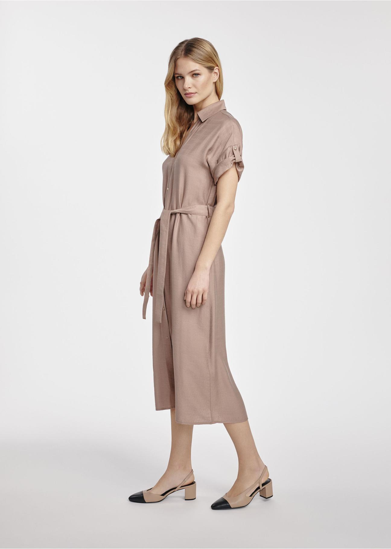 Brown long dress with short sleeves SUKDT-0180A-24(W25)-03