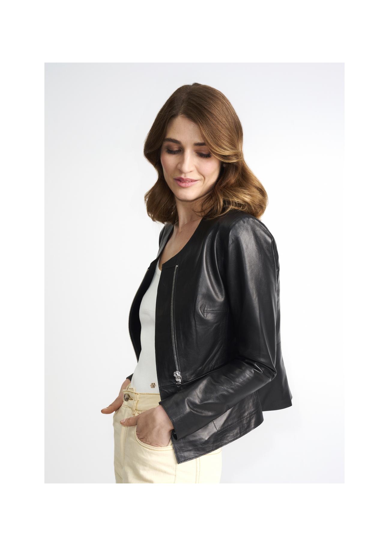 Women's classic black leather jacket KURDS-0232-4229(Z23)-03