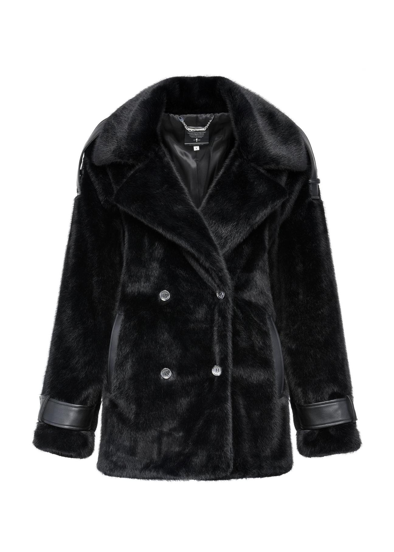 Black short women's fur coat FUTDP-0043-99(Z24)-05