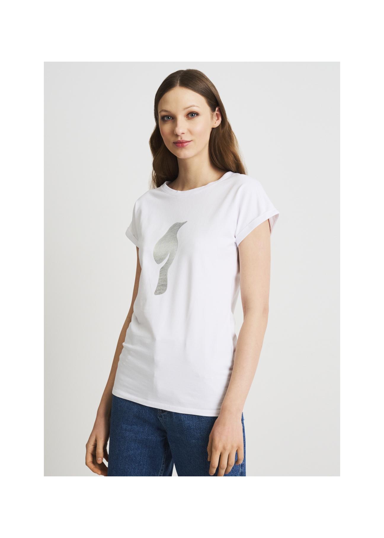 Women's white T-shirt with oriole TSHDT-0097-11(W22)-01