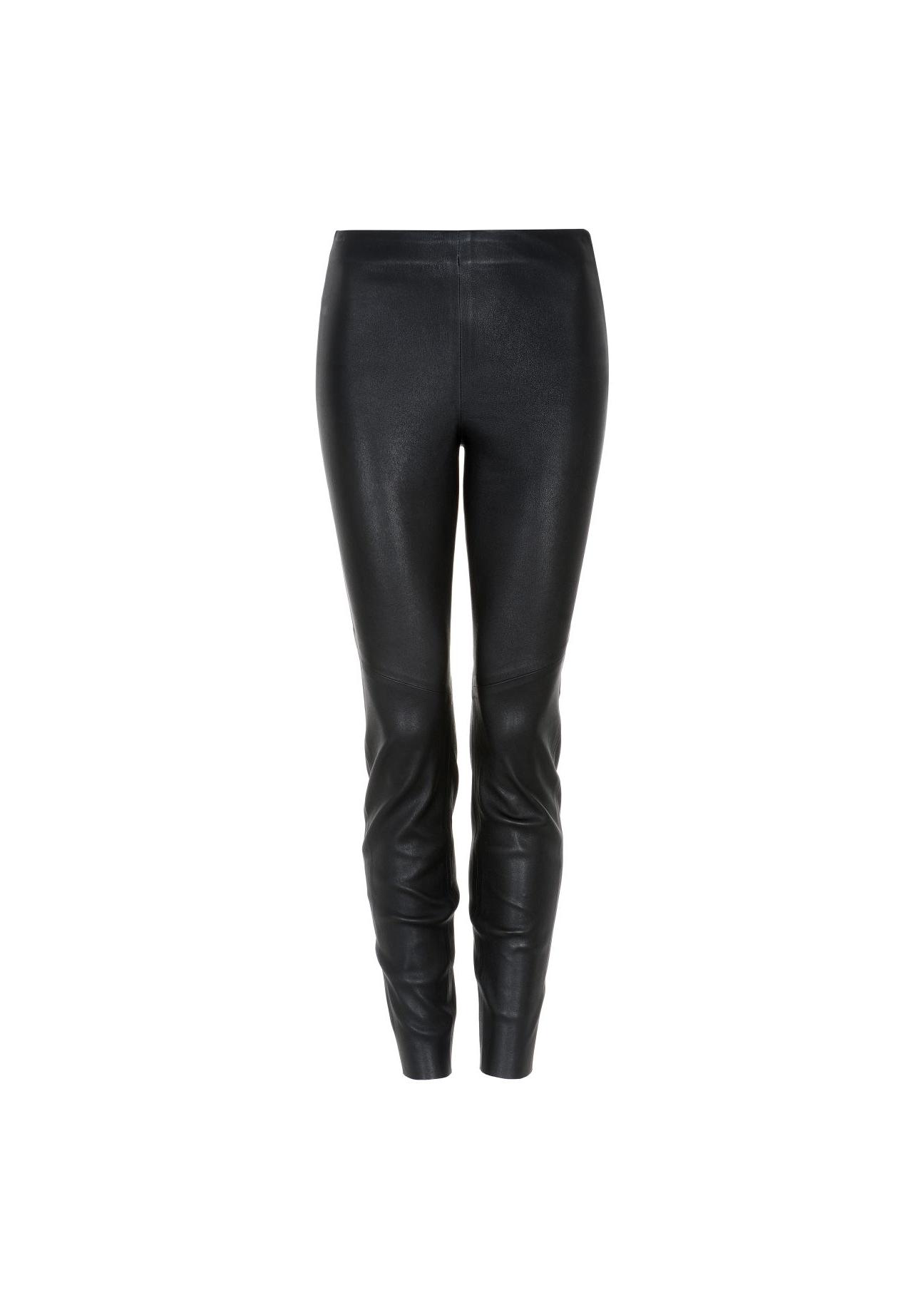 Women's black leather leggings SPODS-0030-1378(W24)-02