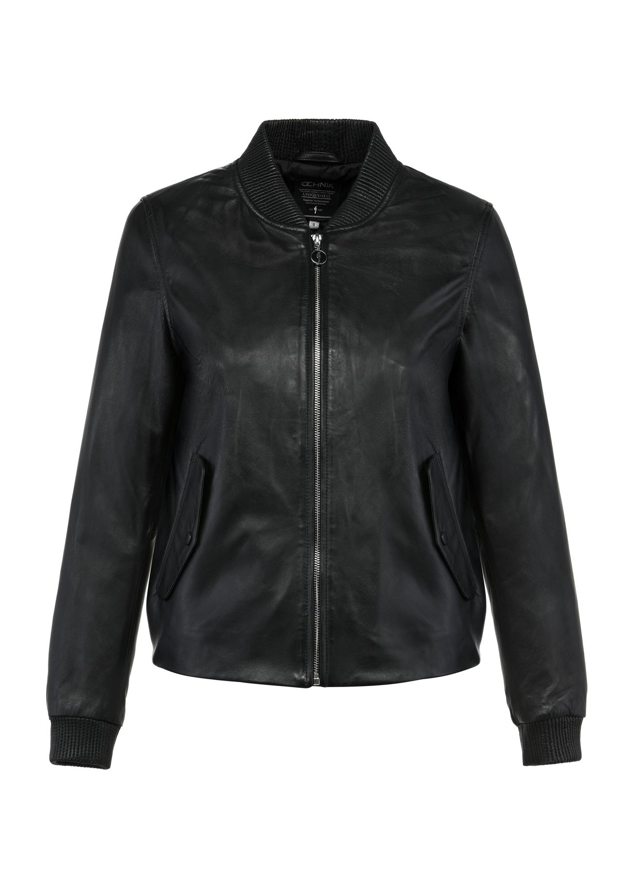 Black leather bomber jacket KURDS-0538-5620(W25)