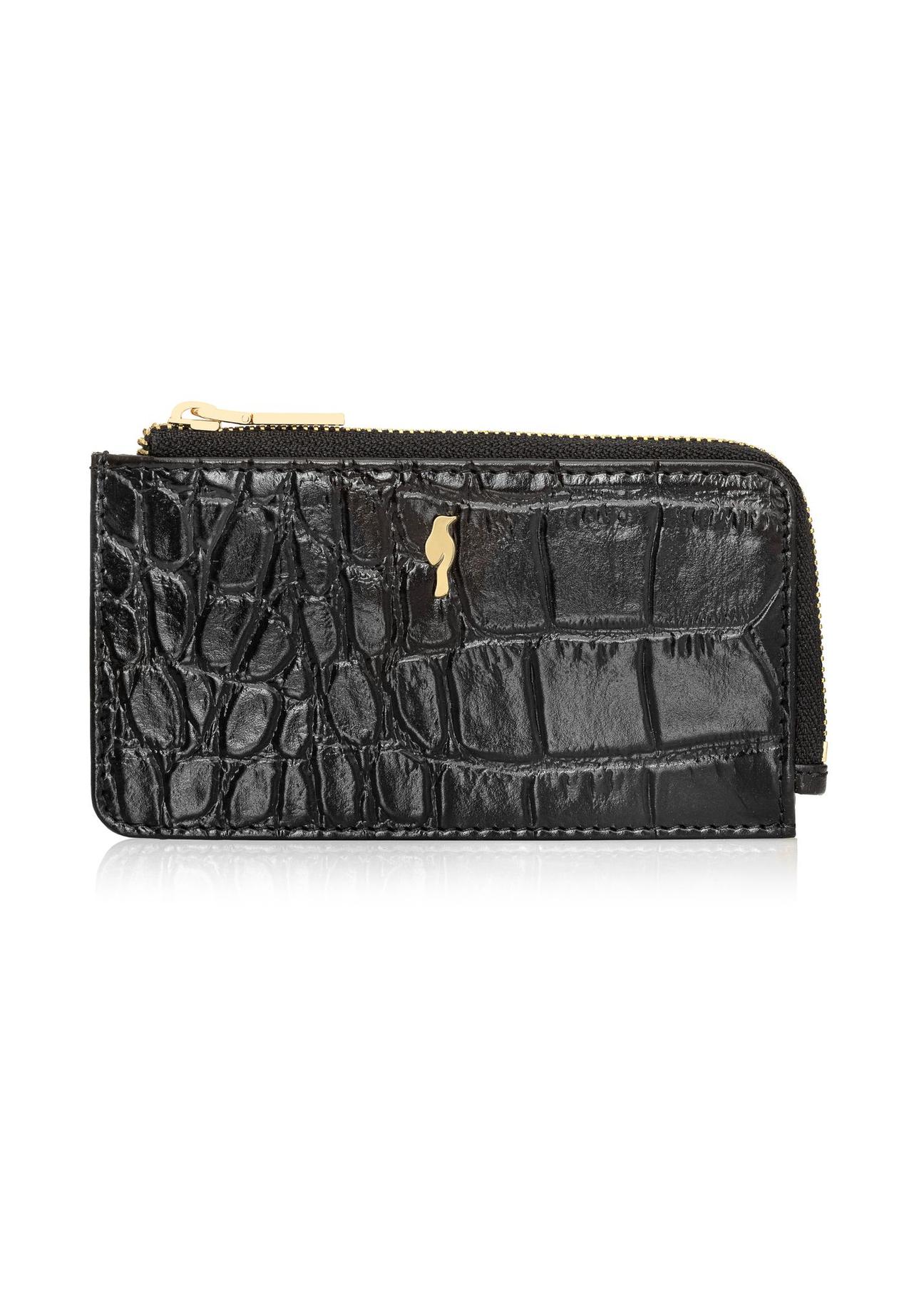 Small women's leather wallet with croco motif PORES-0922-99(Z24)-01