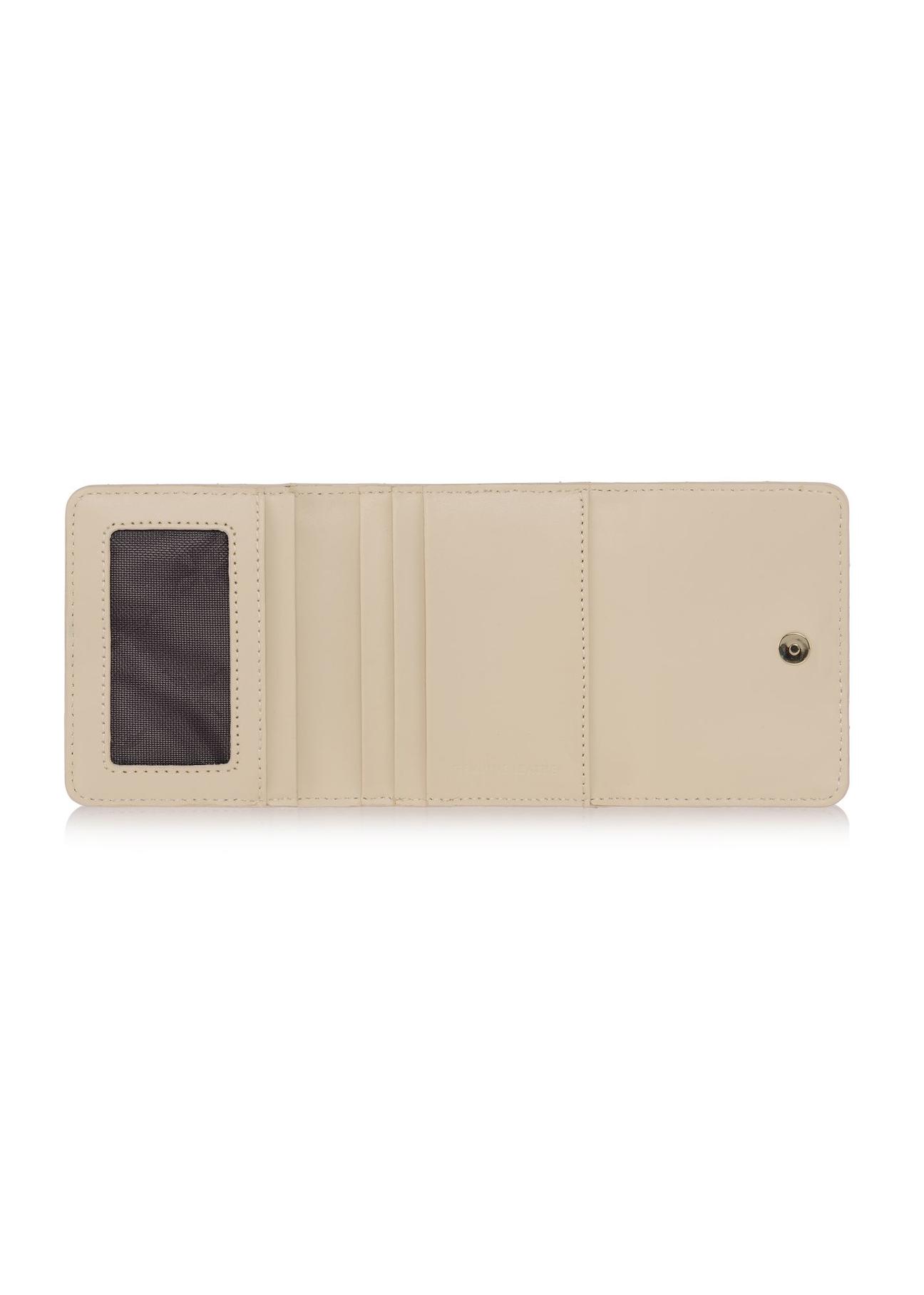 Cream leather card case PORES-0840-12(W23)-04