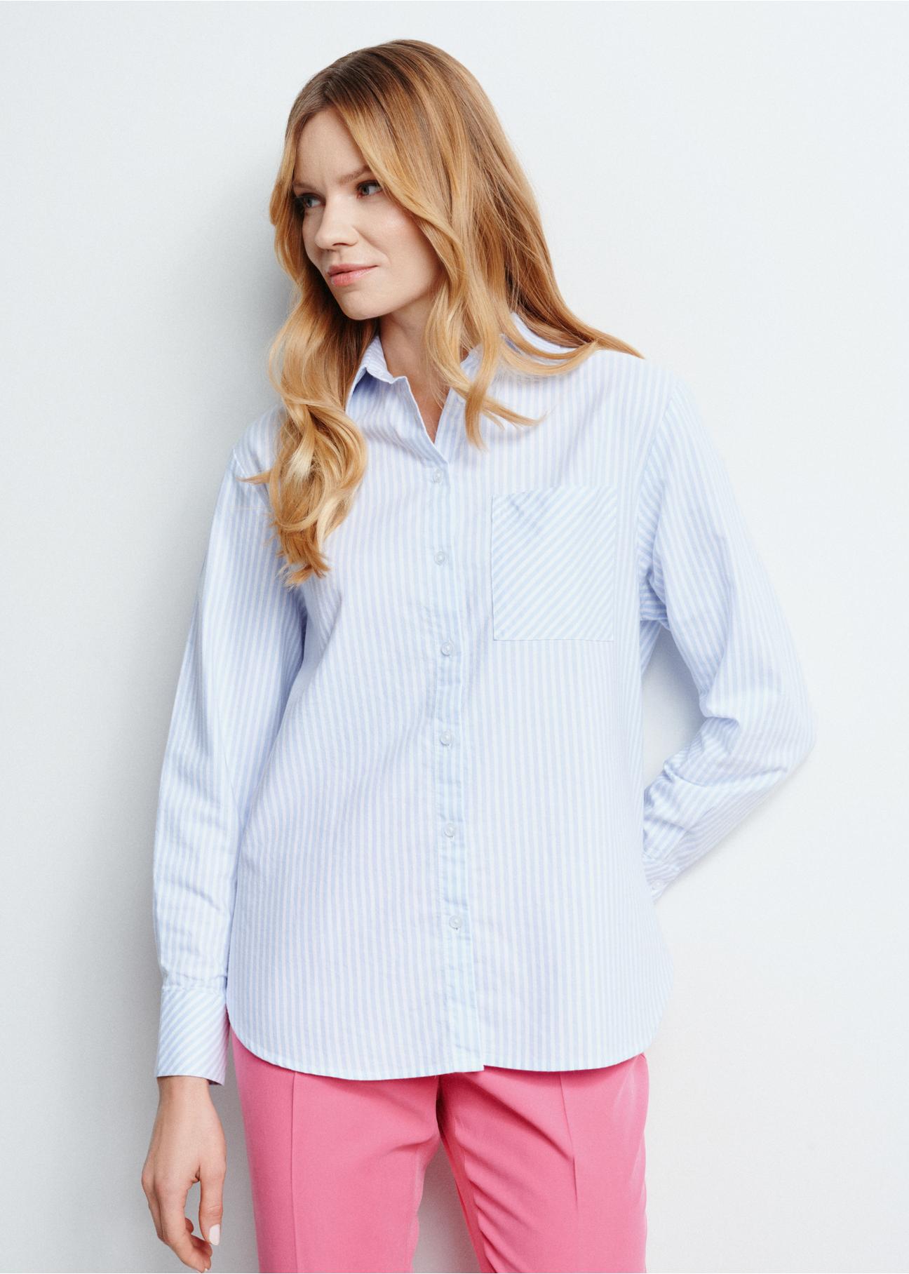 Blue striped shirt for women KOSDT-0156-62(W24)-01