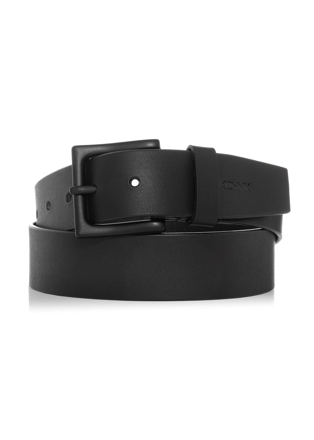 Black leather men's belt PASMS-0261-99(Z24)-01