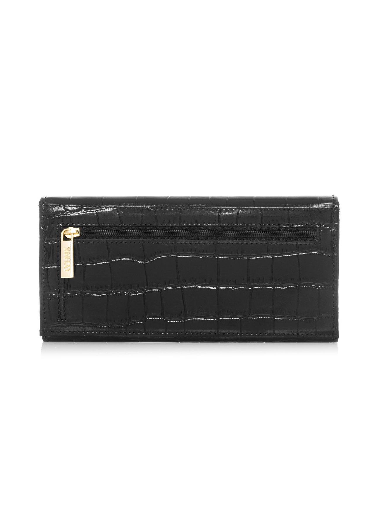 Leather black women's croco wallet PORES-0889A-99(Z24)-04