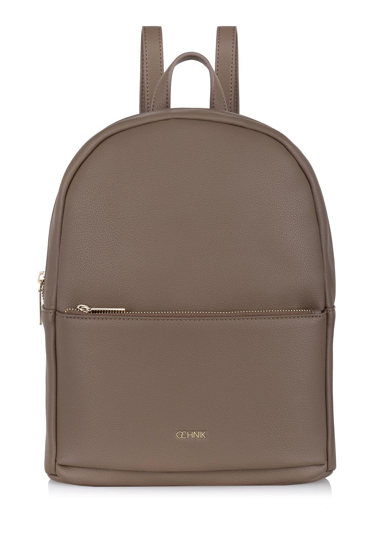 Brown single compartment women's backpack TOREC-0894-89(W24)-01