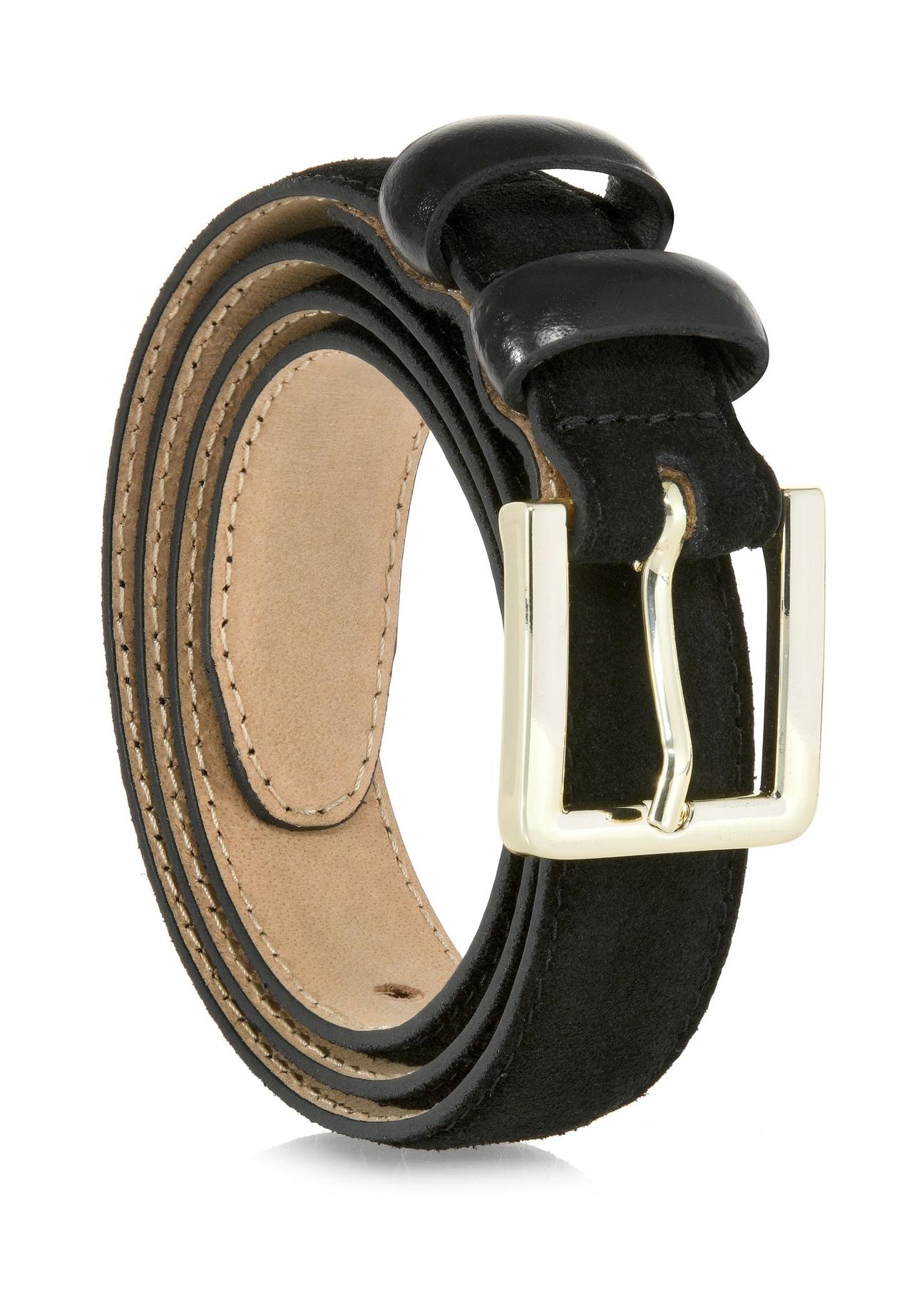 Black suede leather women's belt PASDS-0283A-99(W24)-02