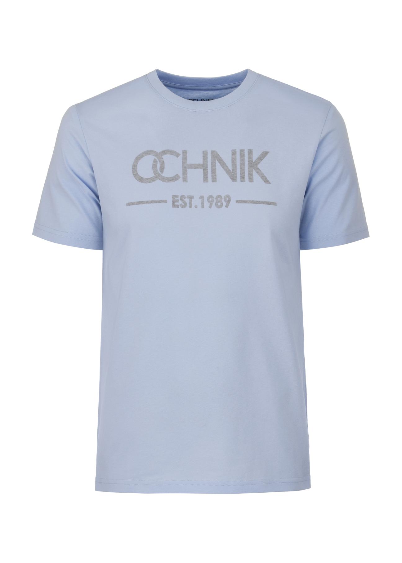 Men's blue T-shirt with logo TSHMT-0095-62(W24)-03