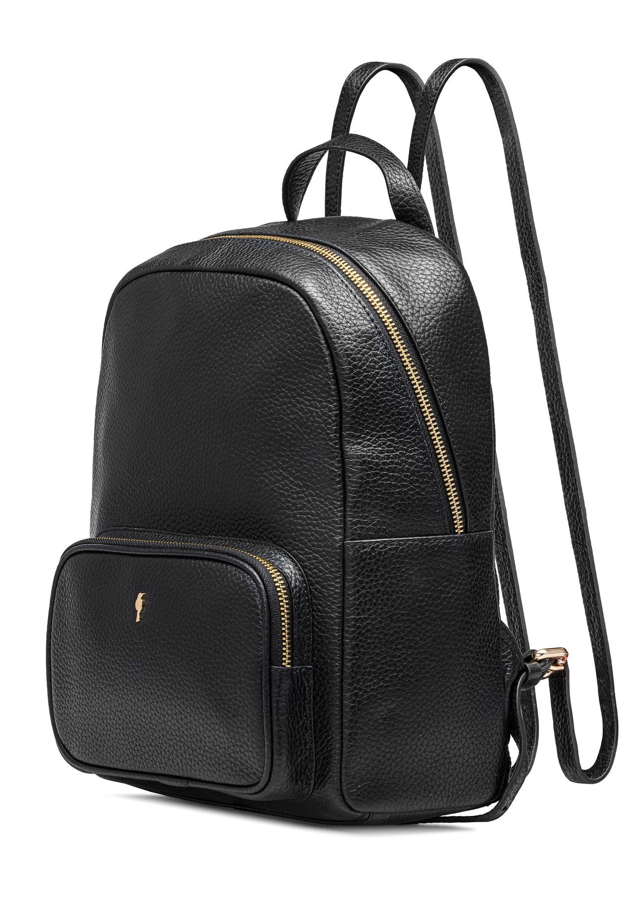 Black leather women's backpack TORES-1072C-99(W25)-02