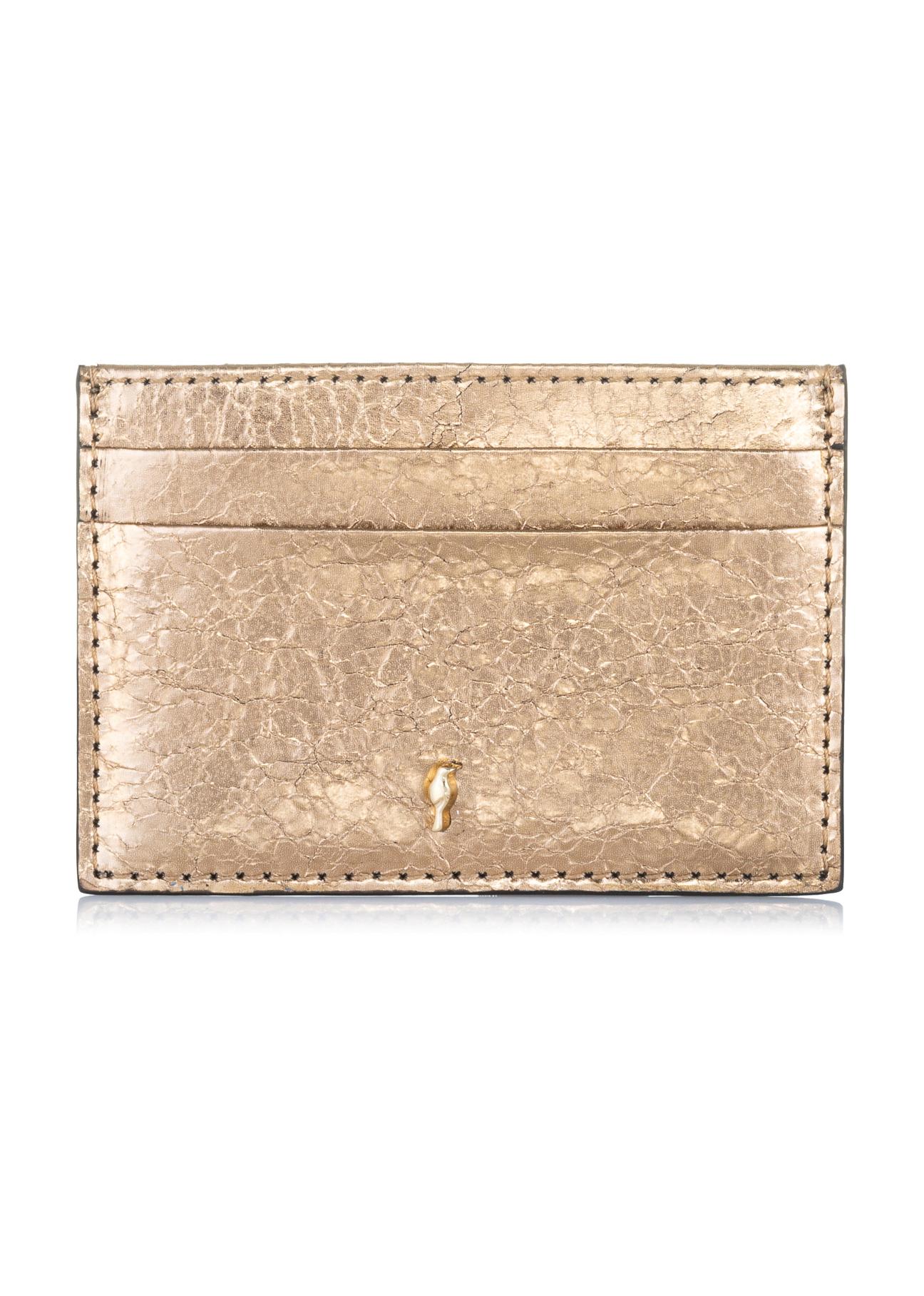 Gold leather card case PORES-0835A-28(W23)-01