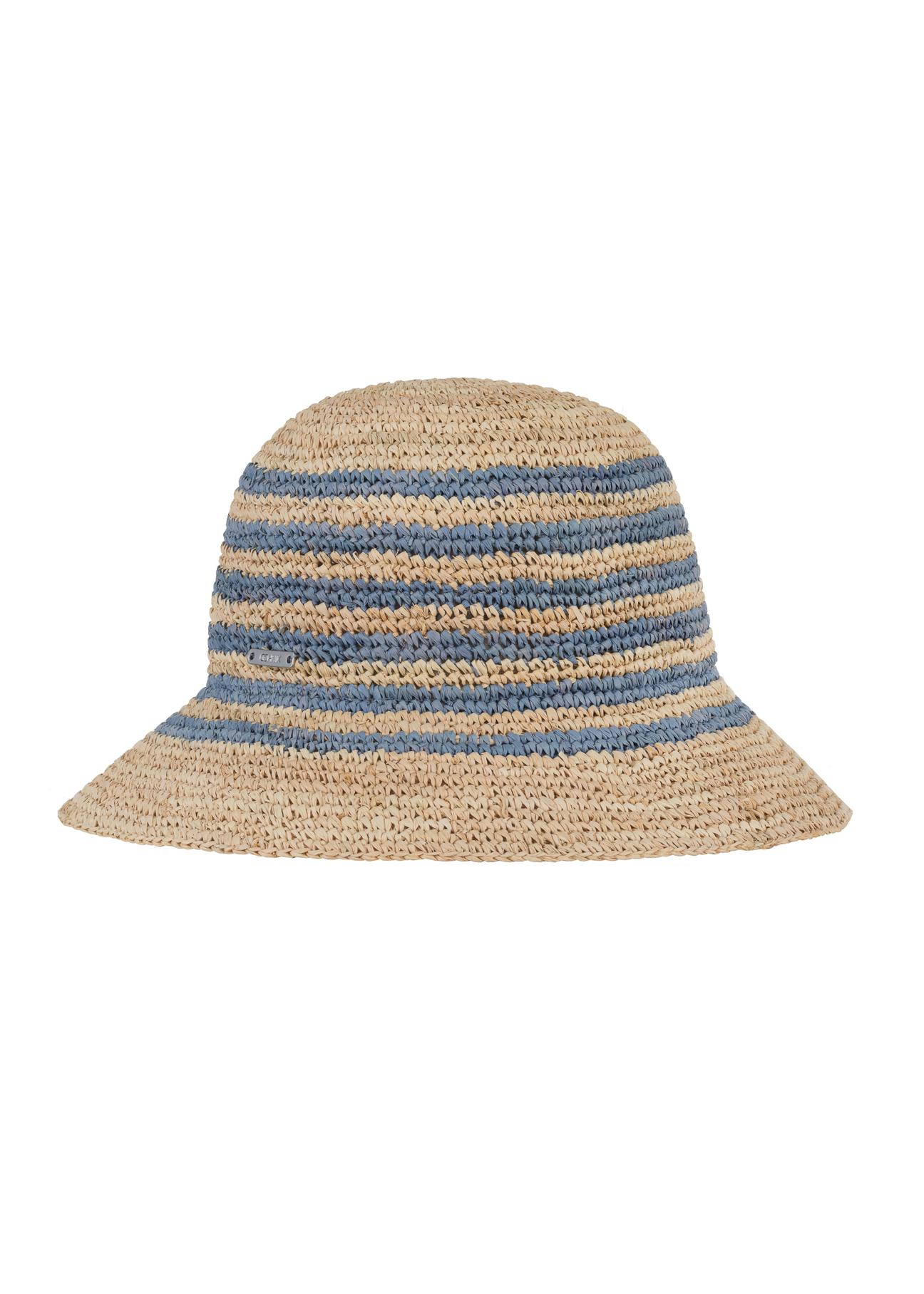 Women's straw hat with blue stripes KAPDT-0036-25(W24)-04