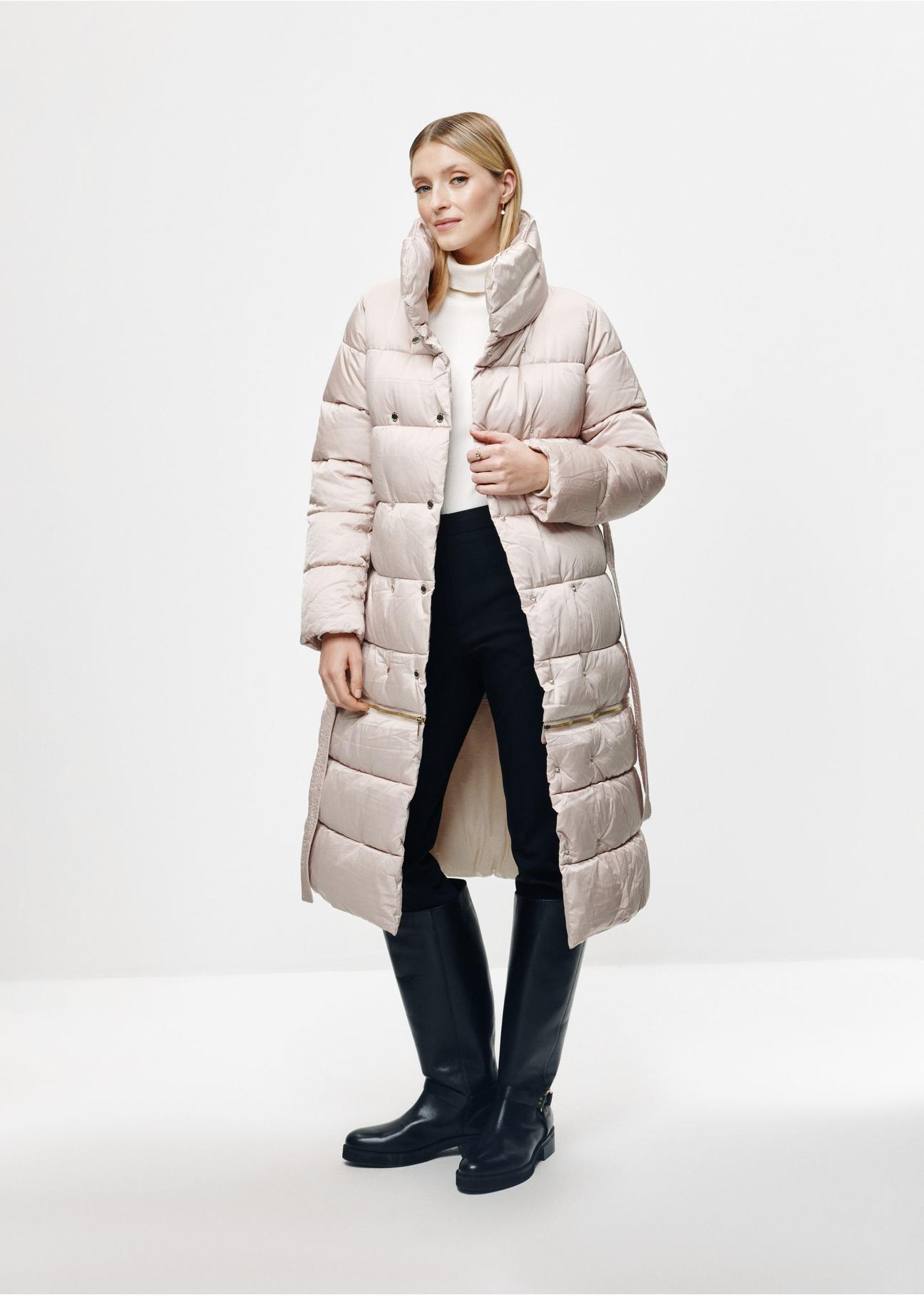 Beige quilted women's winter jacket KURDT-0546-80(Z24)