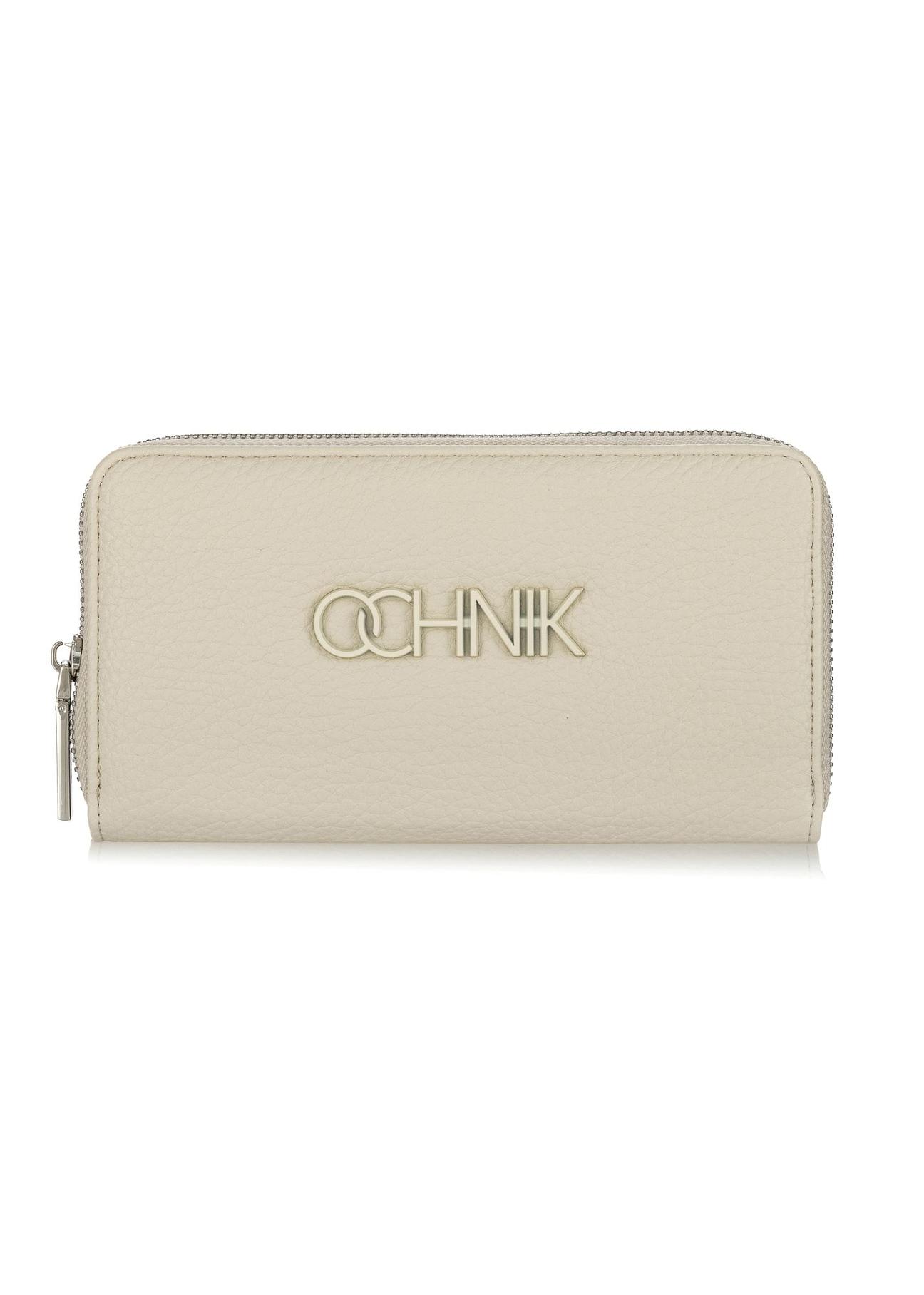 Large cream ladies wallet with logo POREC-0377-12(W24)-01